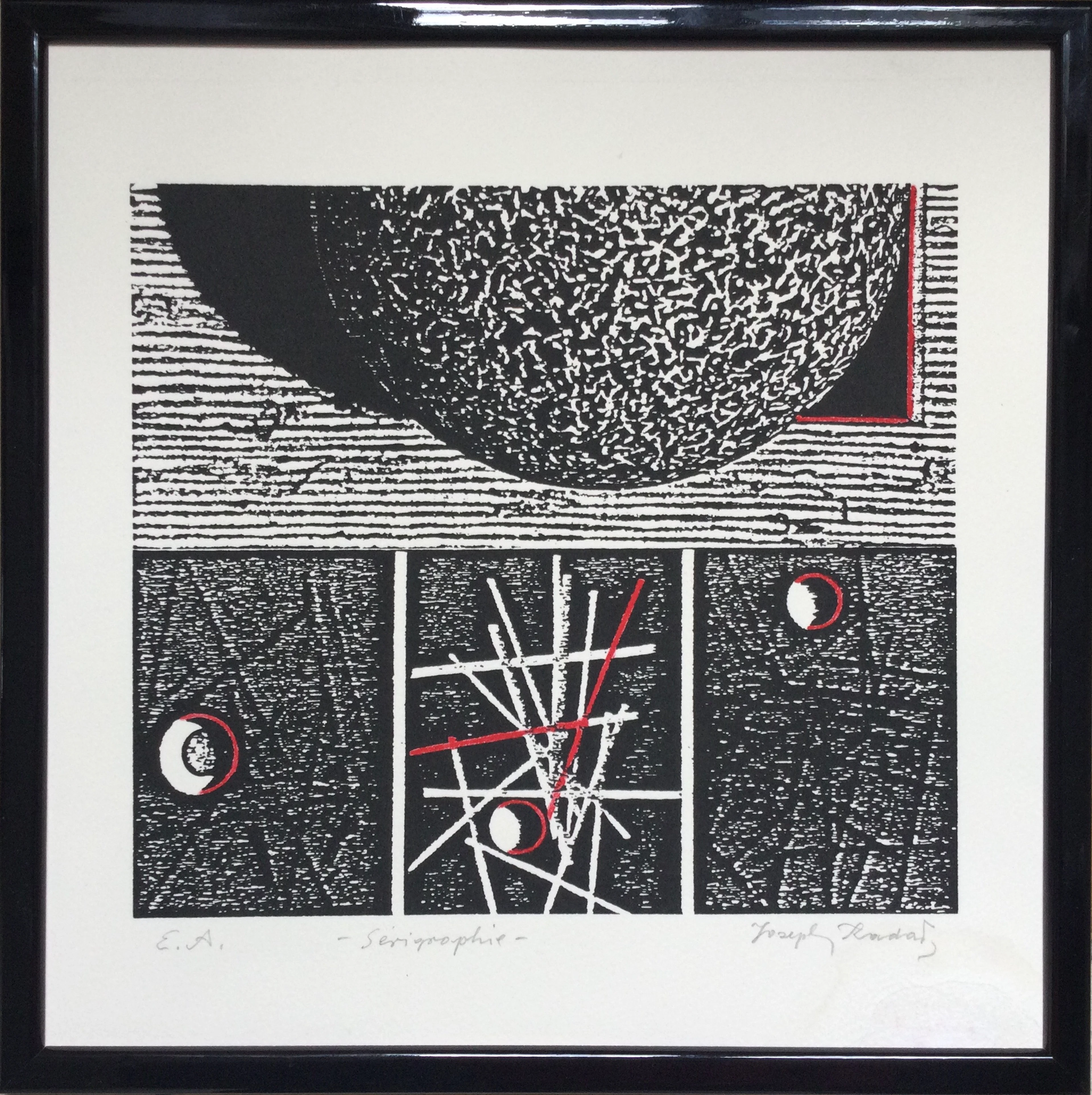 Joseph KADAR - Composition ,vers 1990 - Sérigraphie originale réhaussée