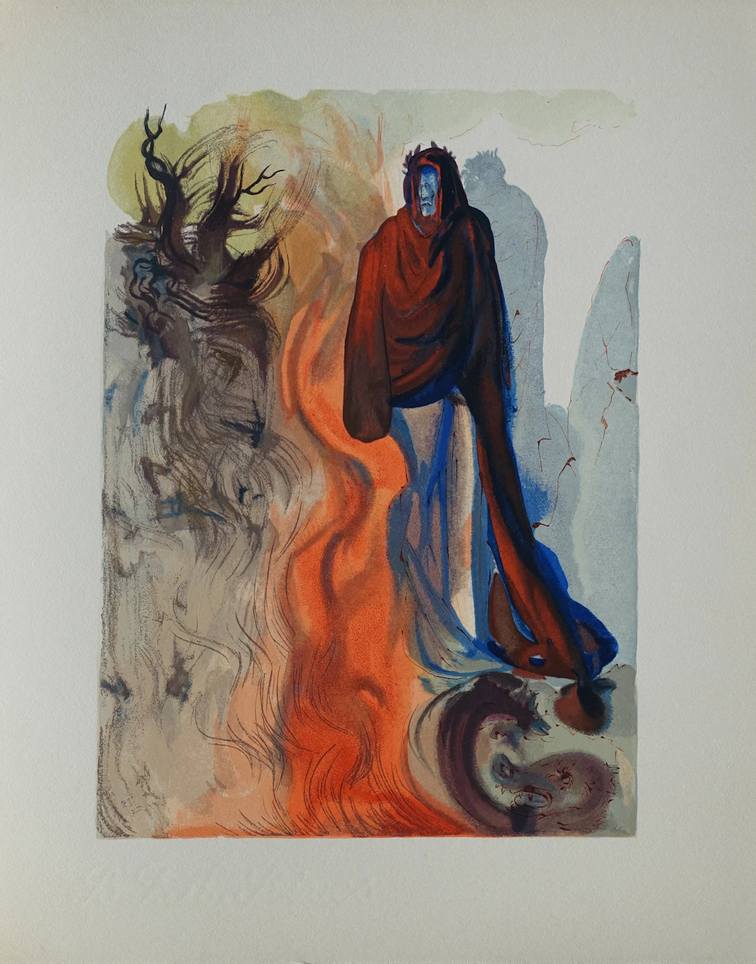 Salvador DALI : Apparition de Pluton, Bois gravé original