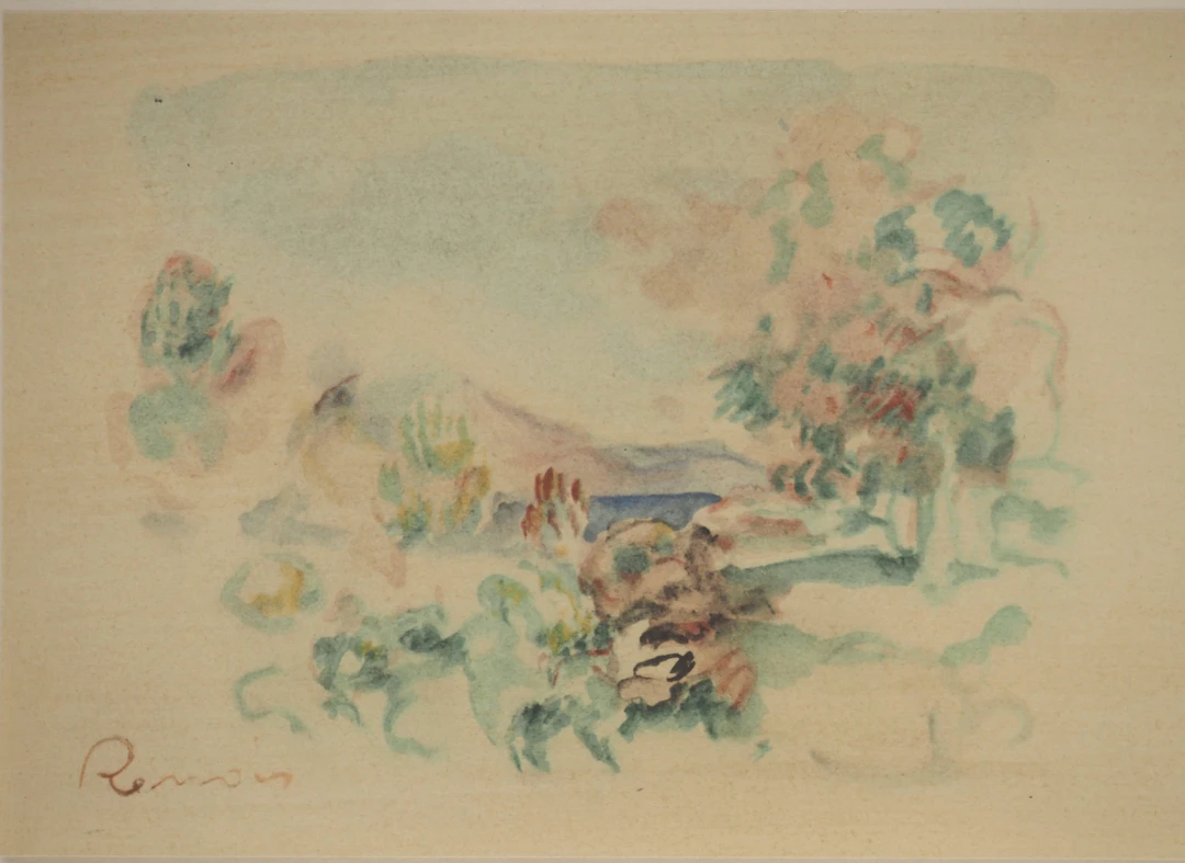 Pierre-Auguste RENOIR : Cagnes, La mer au loin, Lithographie et pochoir signée