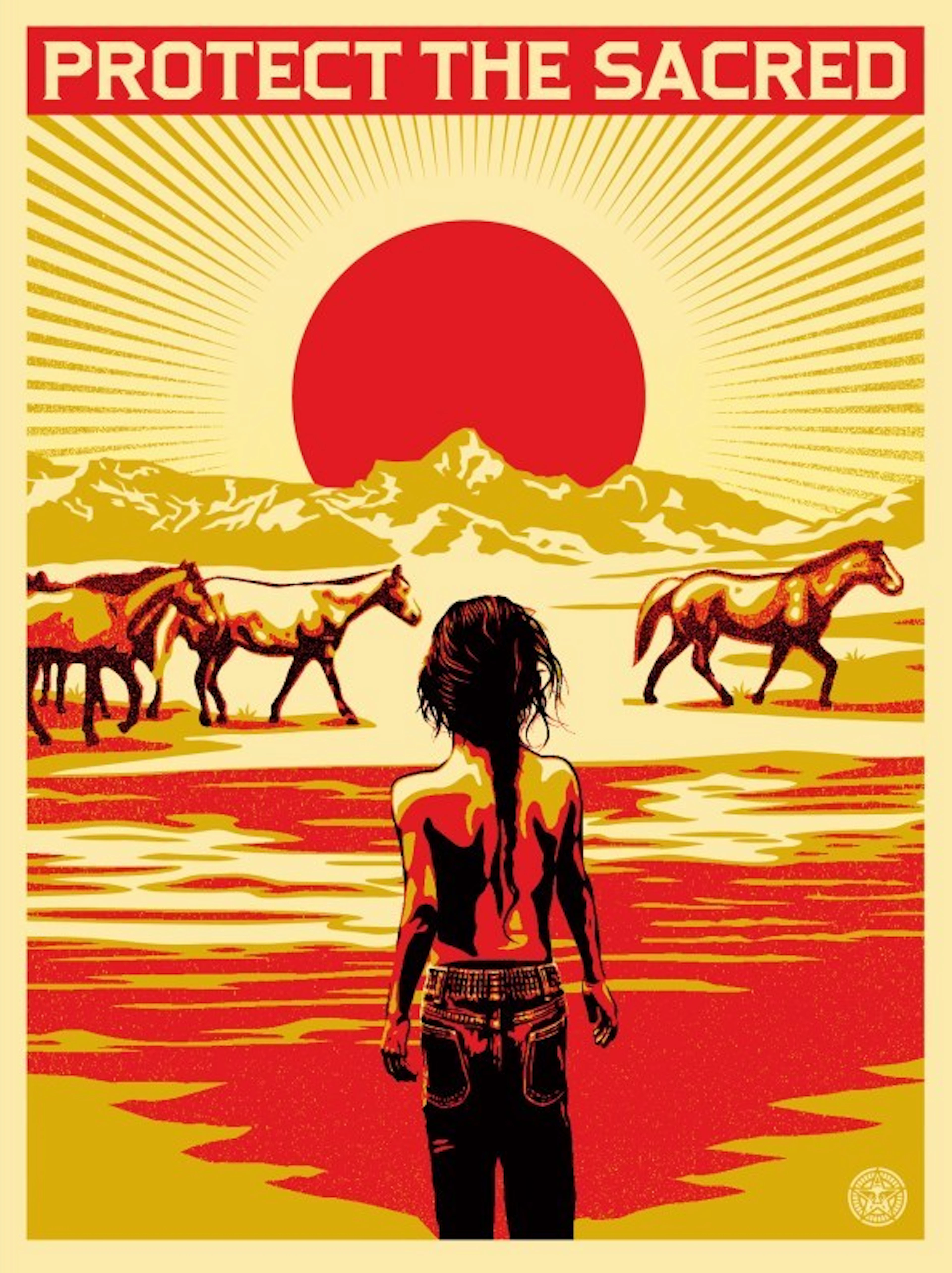 Shepard FAIREY (Obey) - Protect The Sacred, 2014 - Sérigraphie signée au crayon