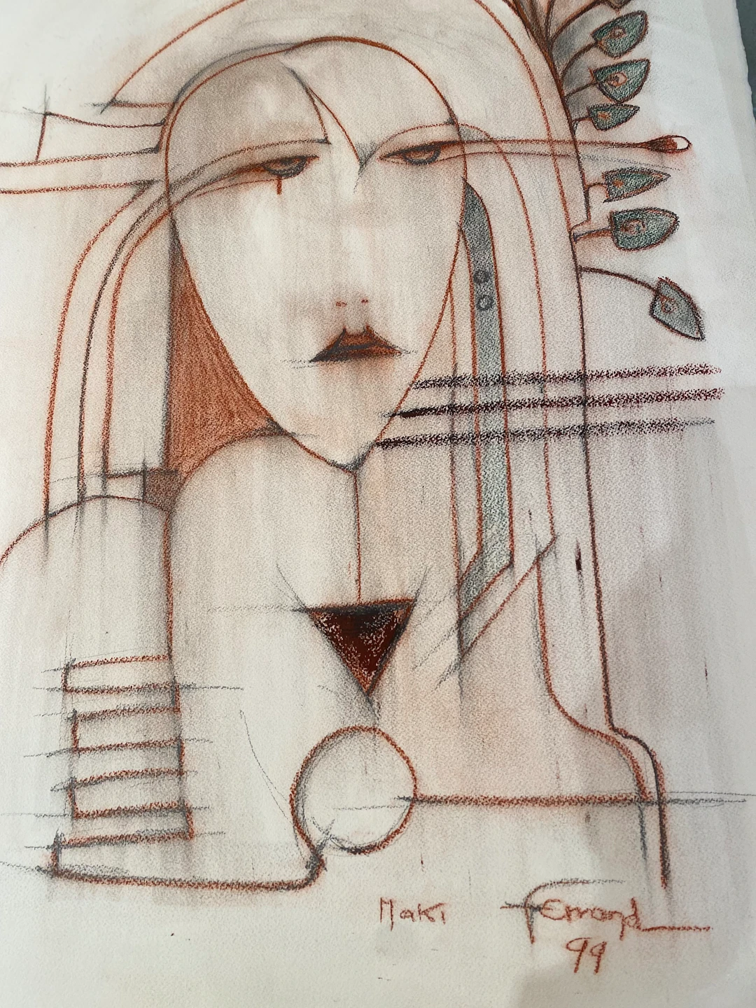 André Ferrand "Maki" ca. 1999 Sanguine sur papier