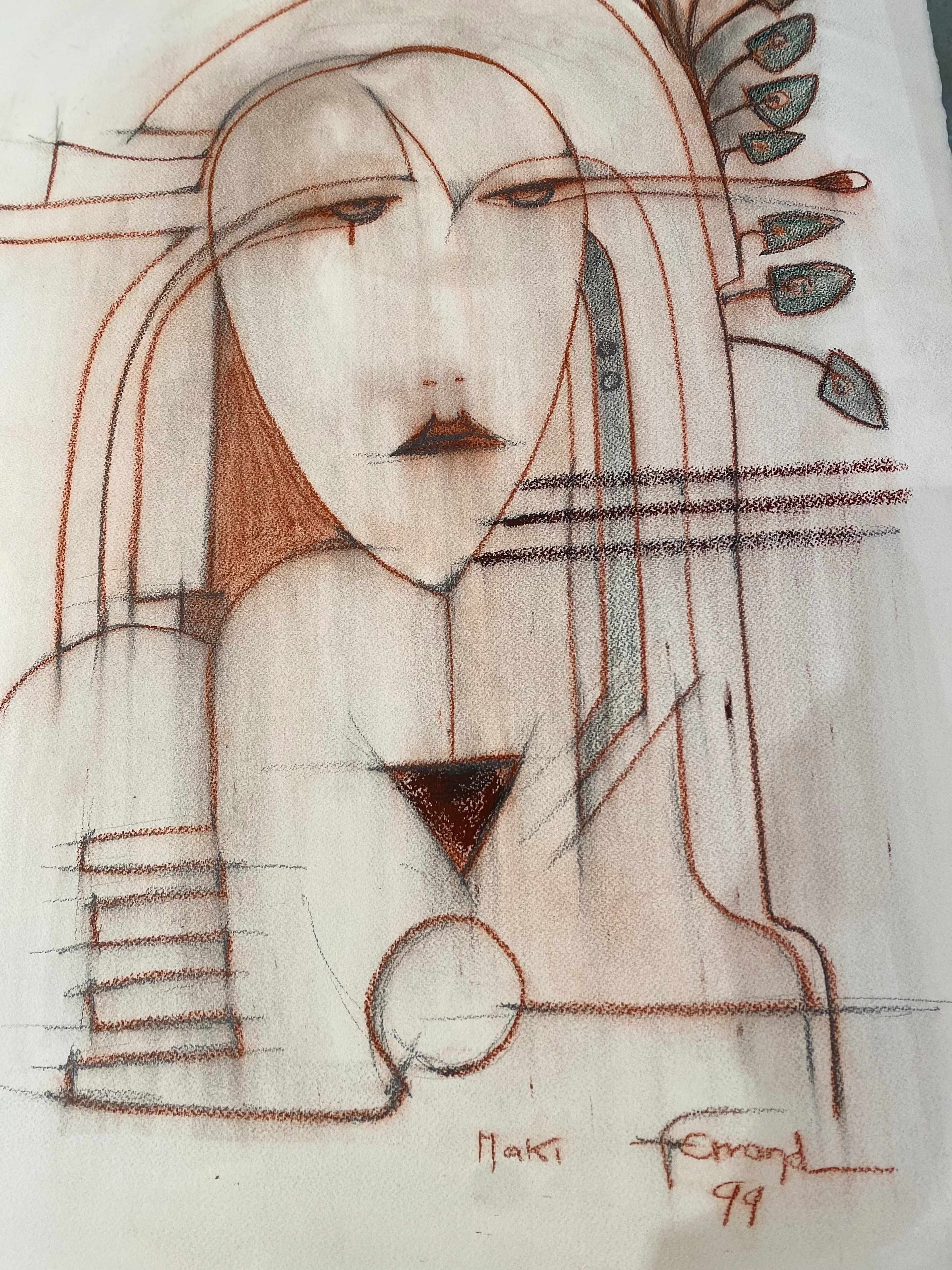 André Ferrand "Maki" ca. 1999 Sanguine sur papier