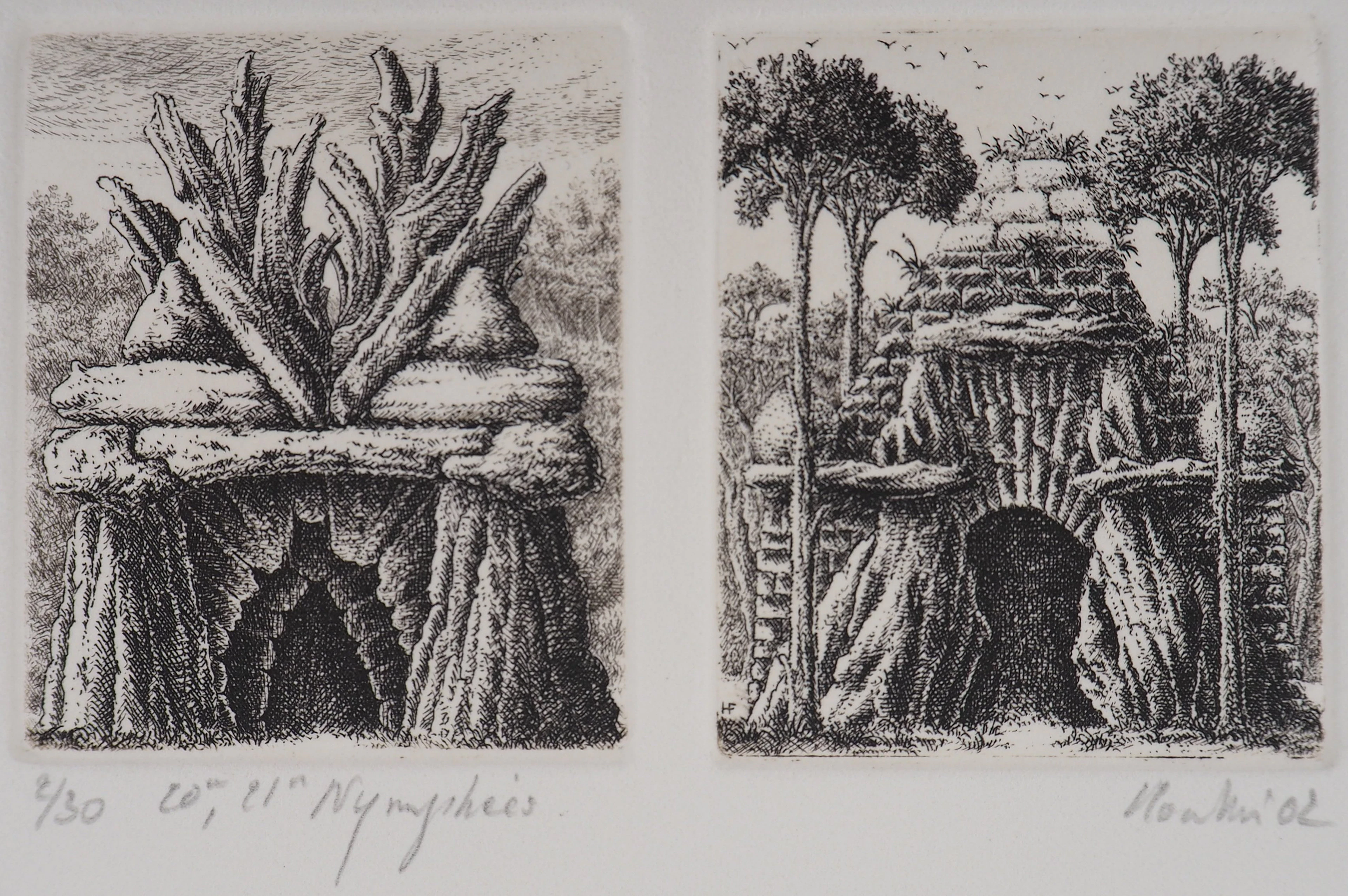 François HOUTIN : 20e et 21ème nymphées - Gravure Originale Signée