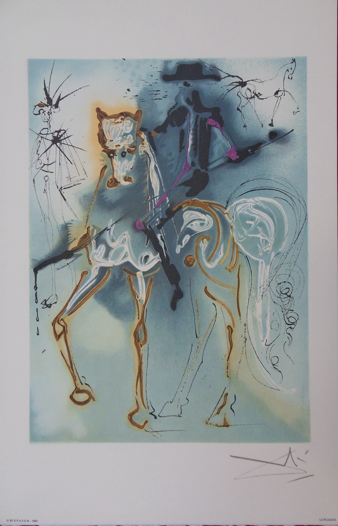 Salvador DALI : Les Chevaux, Le Picador, Lithographie signée