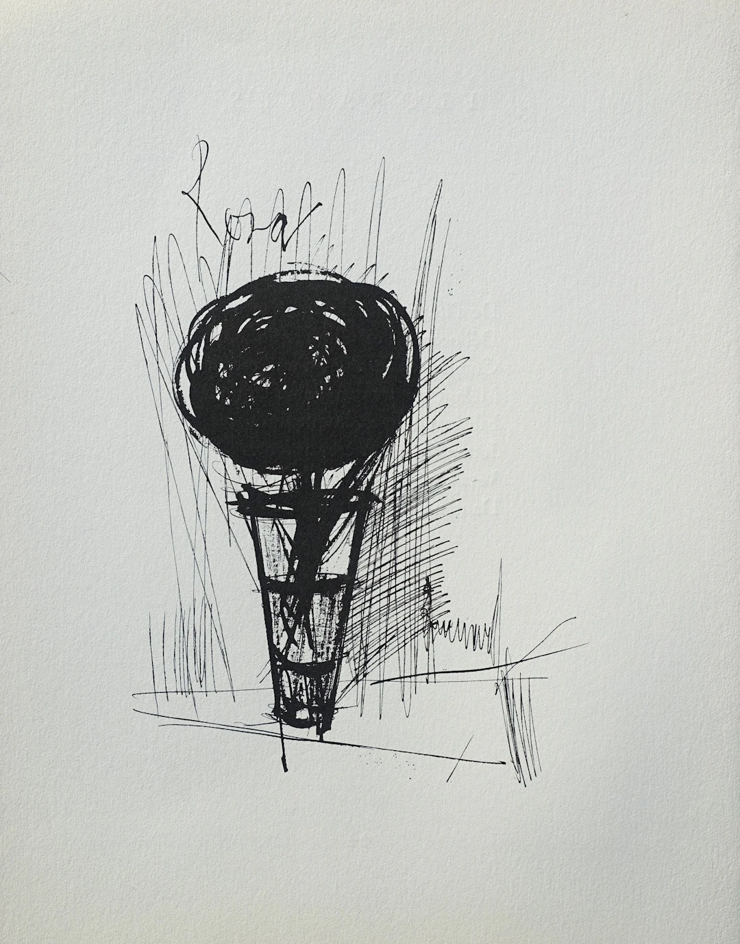 Bernard BUFFET : Le vase et la rose, Gravure originale signée