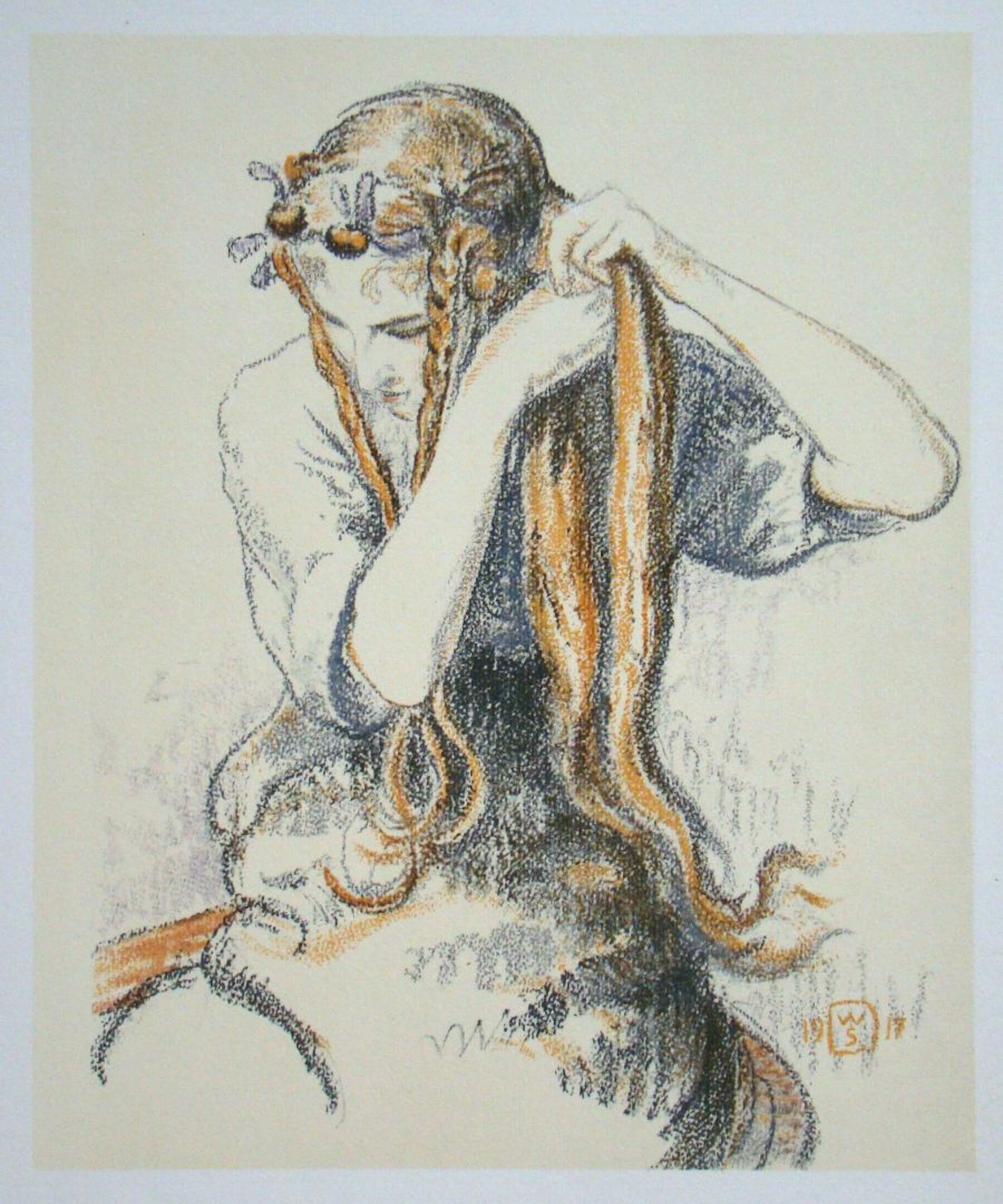 Walter SAUER (d'après) - Jeune fille aux tresses, 1930 - Héliogravure