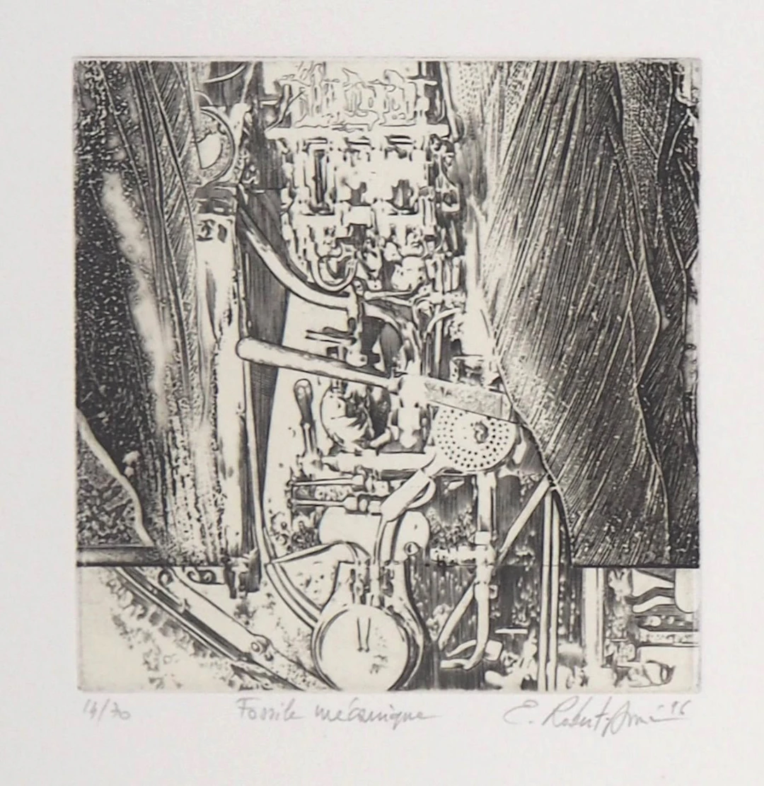 Eric ROBERT-AYME : Fossile mécanique, 1996 - Gravure originale signée
