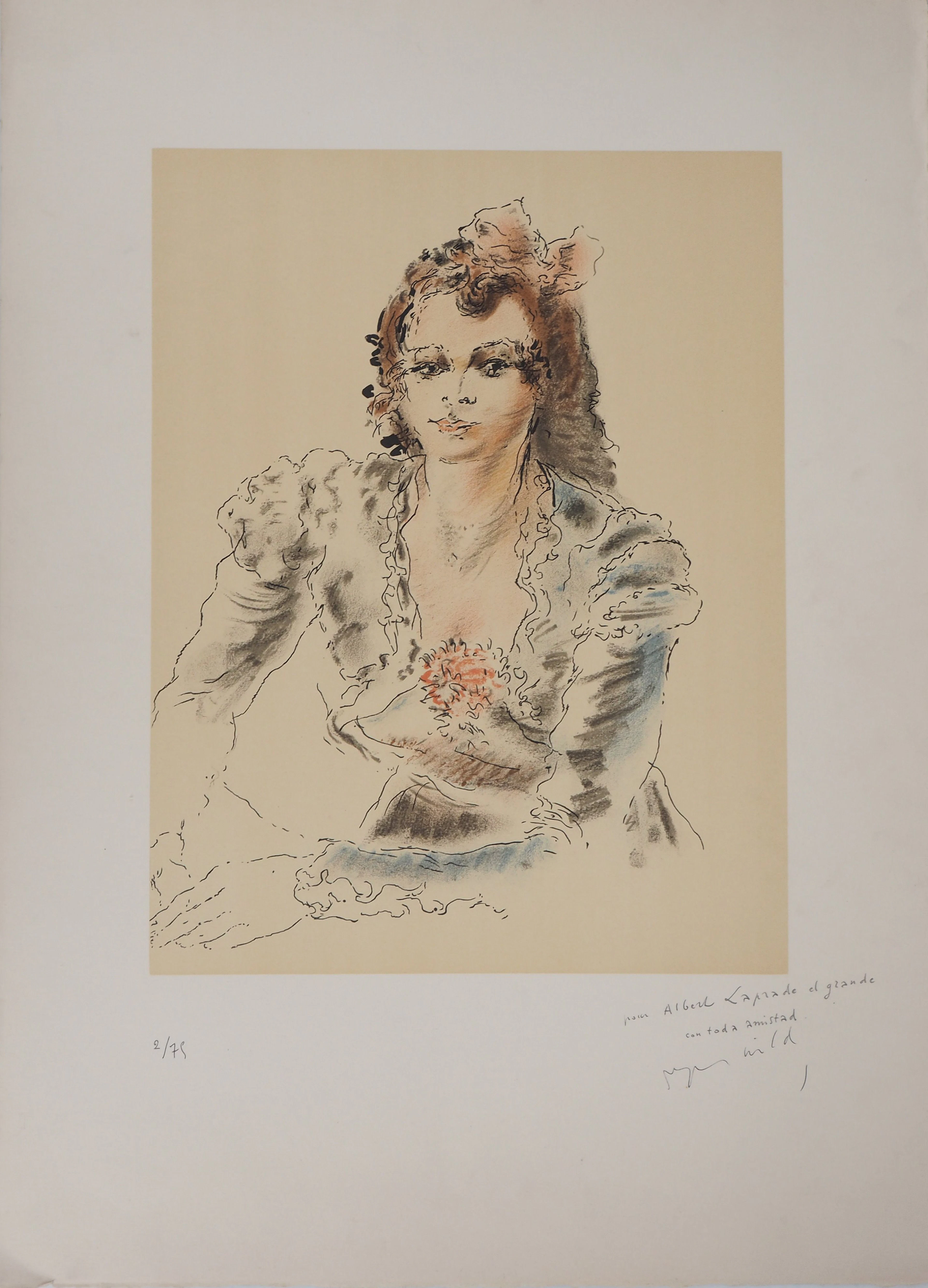 Roger WILD - En attendant le bal - Lithographe originale signée