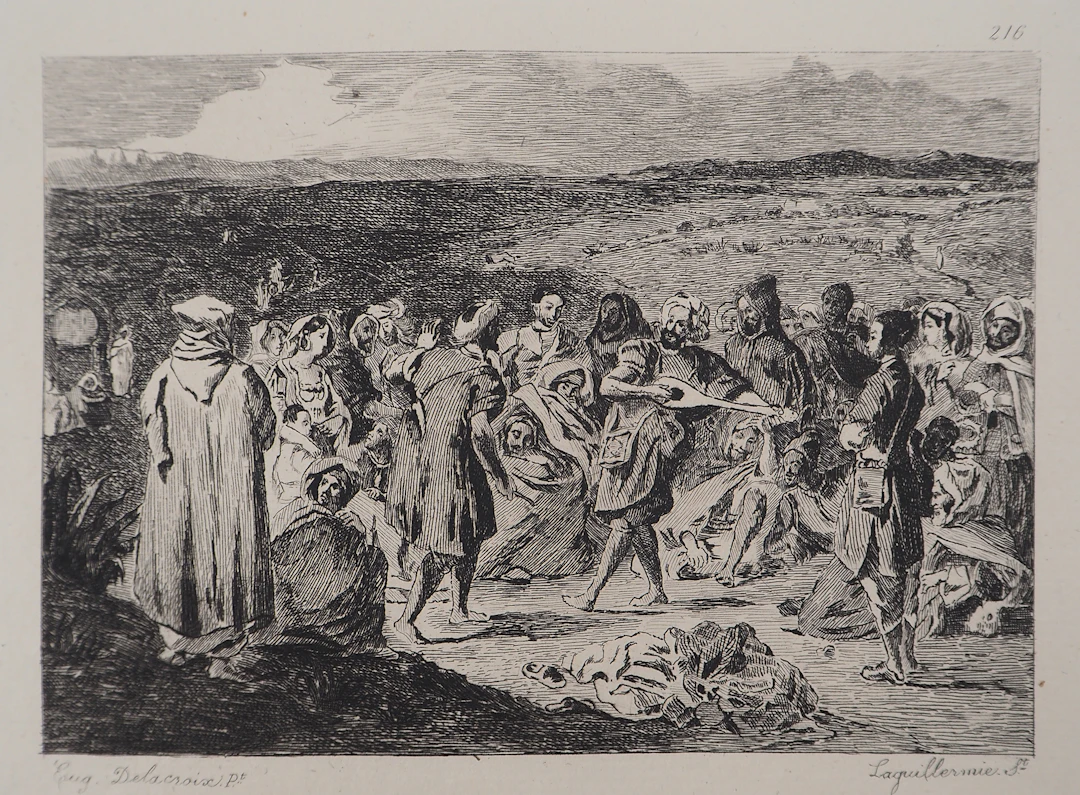 Eugène DELACROIX (D’après) : Orientalisme : Musiciens Arabes - Gravure