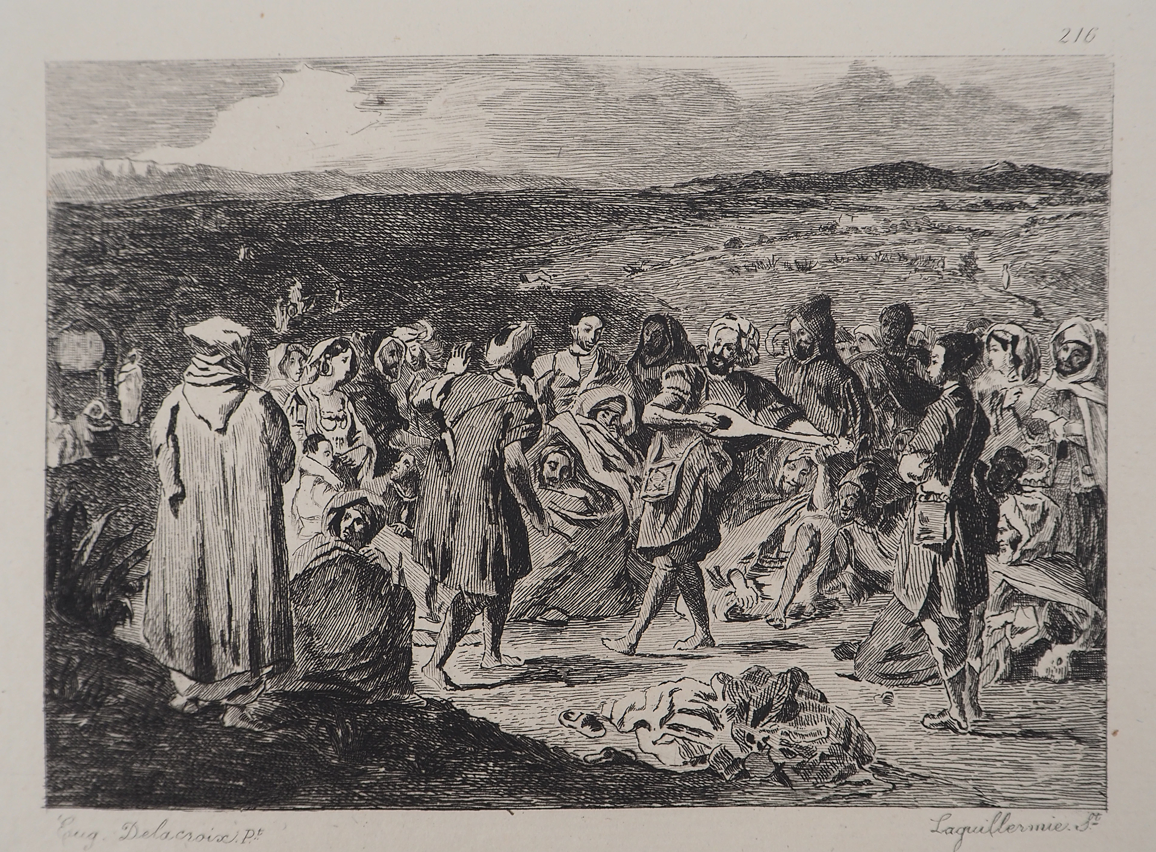 Eugène DELACROIX (D’après) : Orientalisme : Musiciens Arabes - Gravure