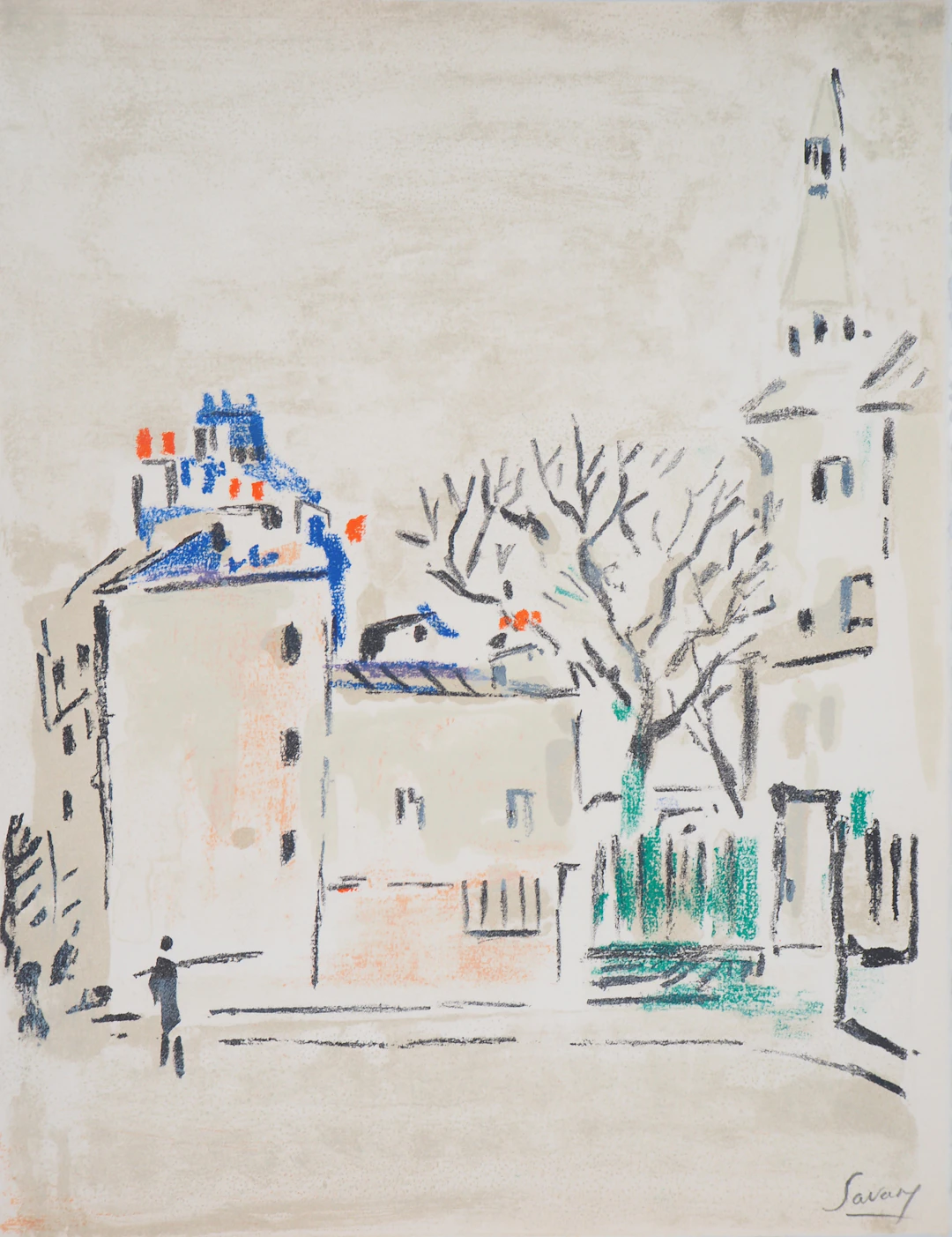 Robert SAVARY : Derrière Montmartre - 1969 - Lithographie originale signée