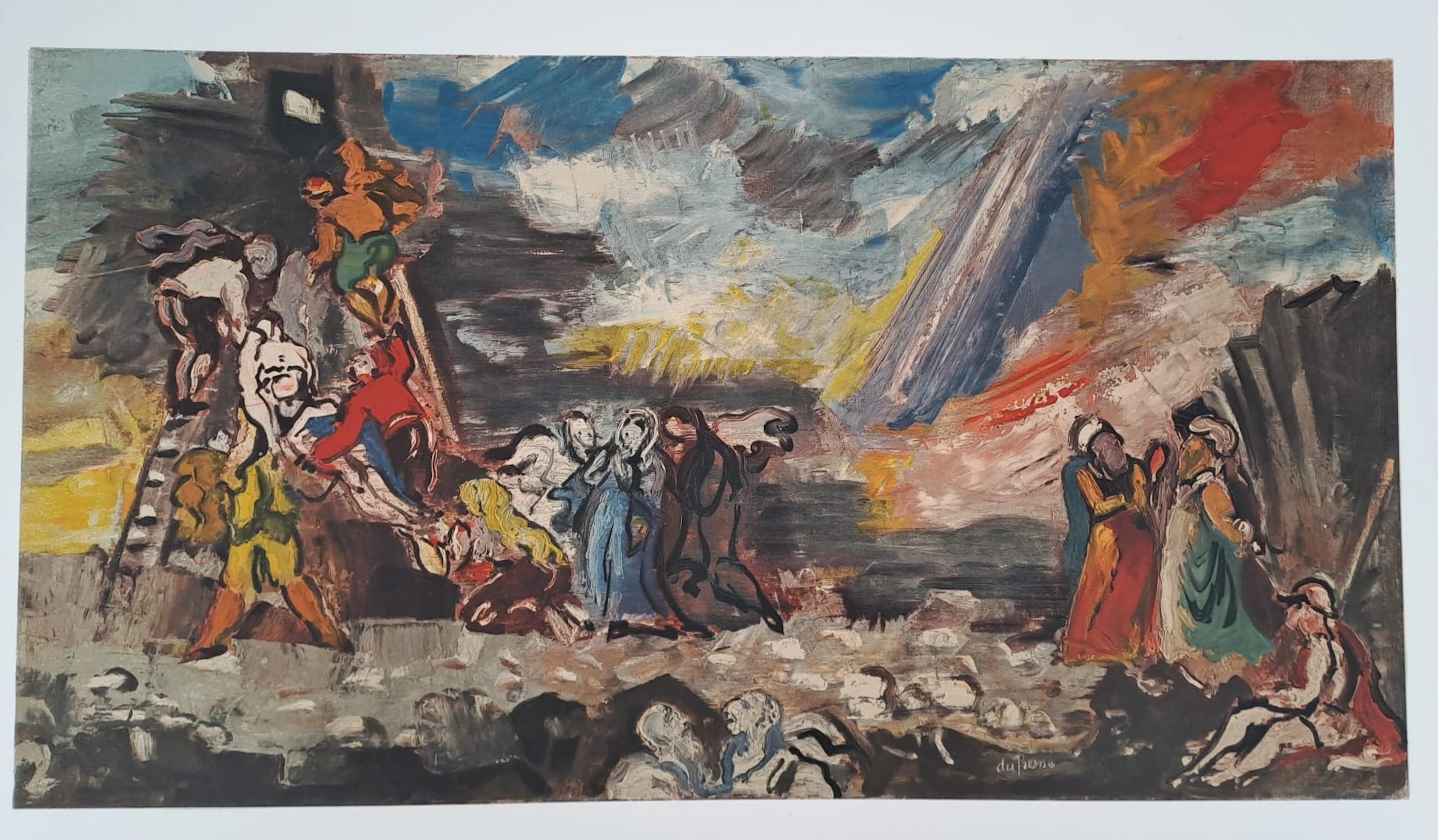 Charles Dufresne (d’après) : La foule et la croix - Lithographie