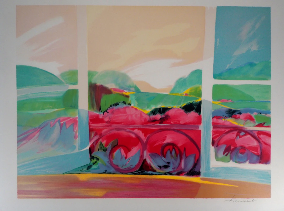 Claude HEMERET : Champs de fleurs - Lithographie Originale Signée