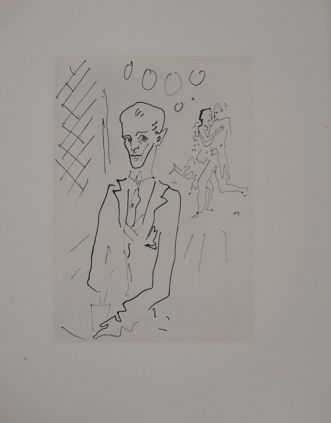Jean COCTEAU : Le bal du comte d'Orgel, Le croupier, Gravure originale