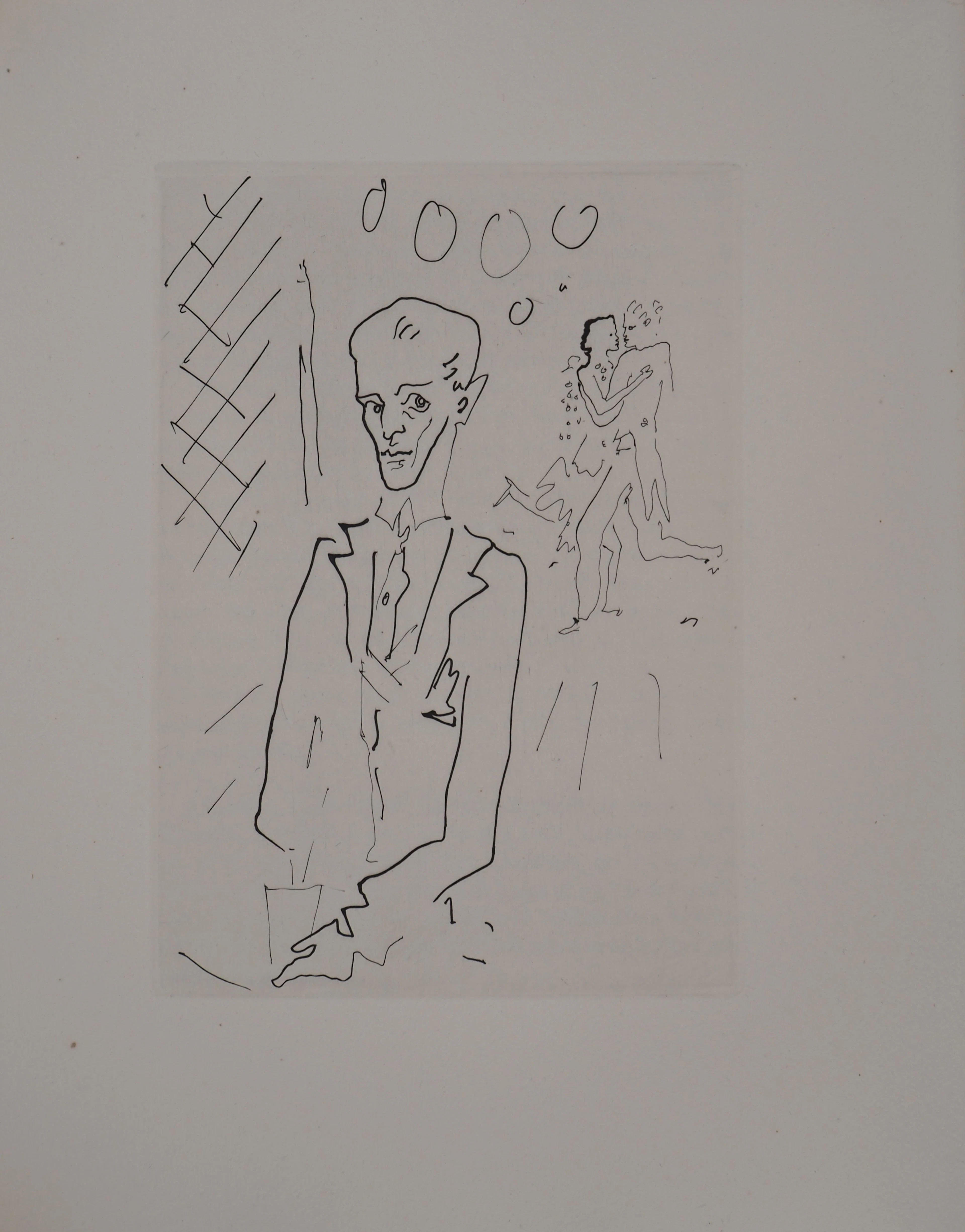 Jean COCTEAU : Le bal du comte d'Orgel, Le croupier, Gravure originale