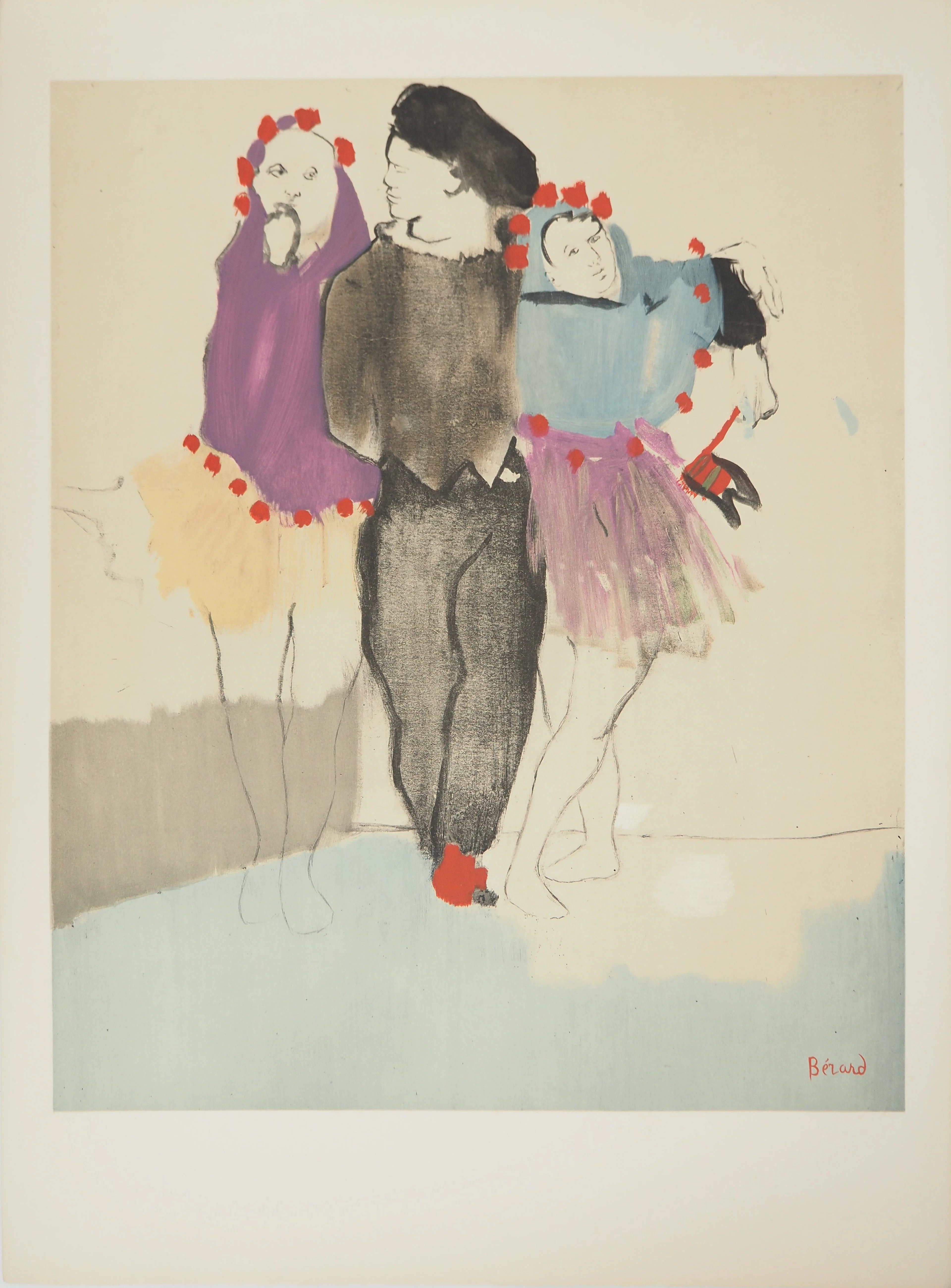 Christian BERARD : Ballet, les trois amis, Lithographie signée