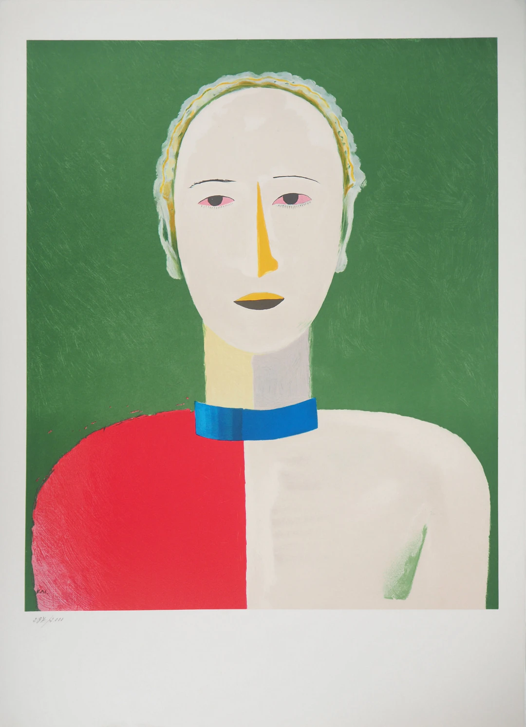 Kasimir MALEVITCH (d’après) : Portrait souriant - Lithographie, Signée
