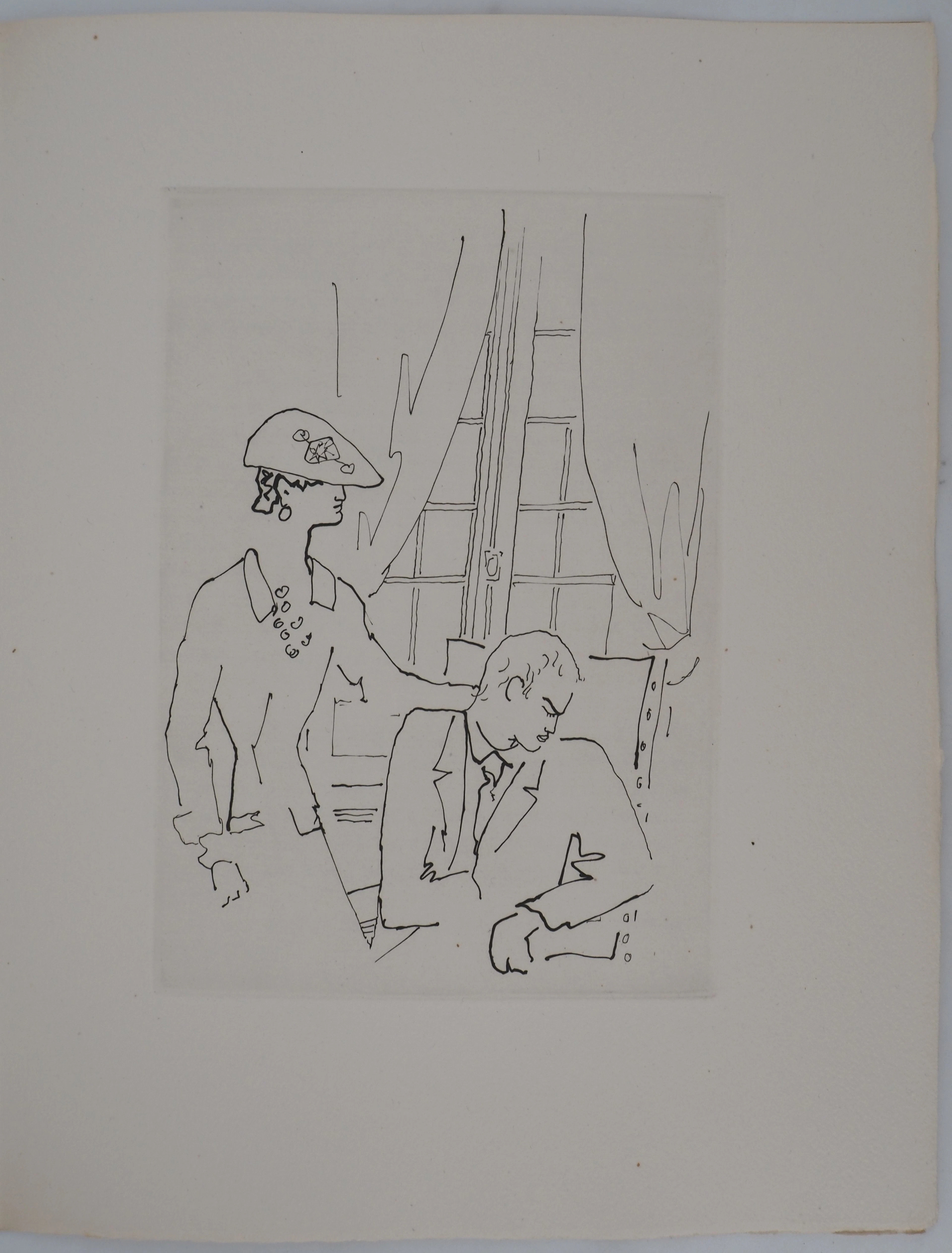 Jean COCTEAU : Le bal du comte d'Orgel, Un réconfort bienvenu, gravure