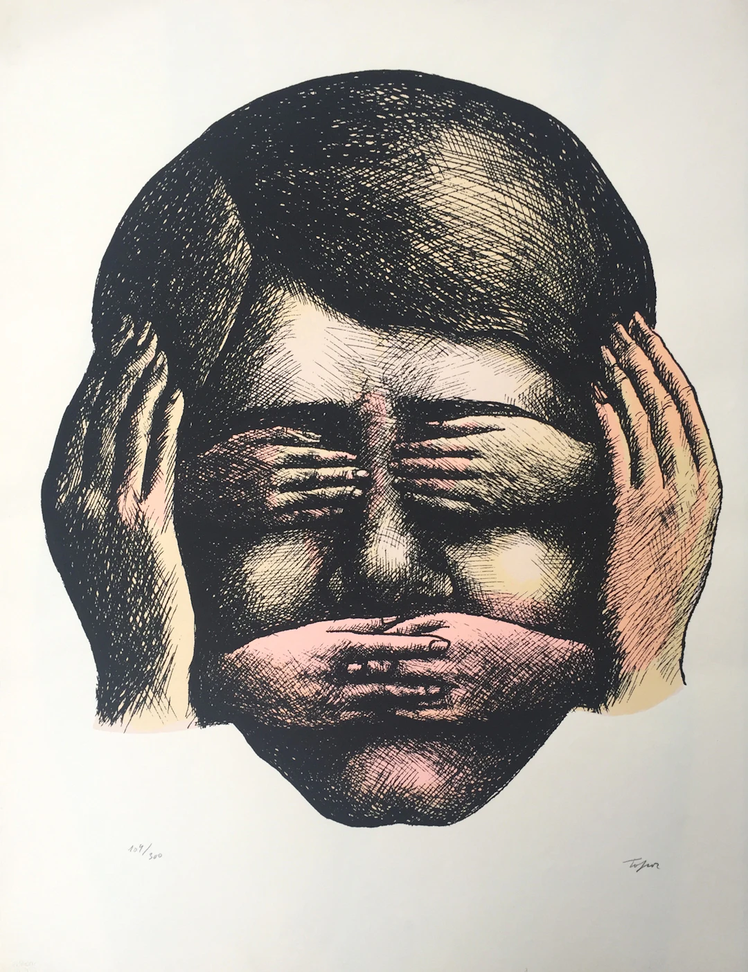 Roland TOPOR - Ne pas voir, ne pas.., 1970 - Lithographie signée au crayon