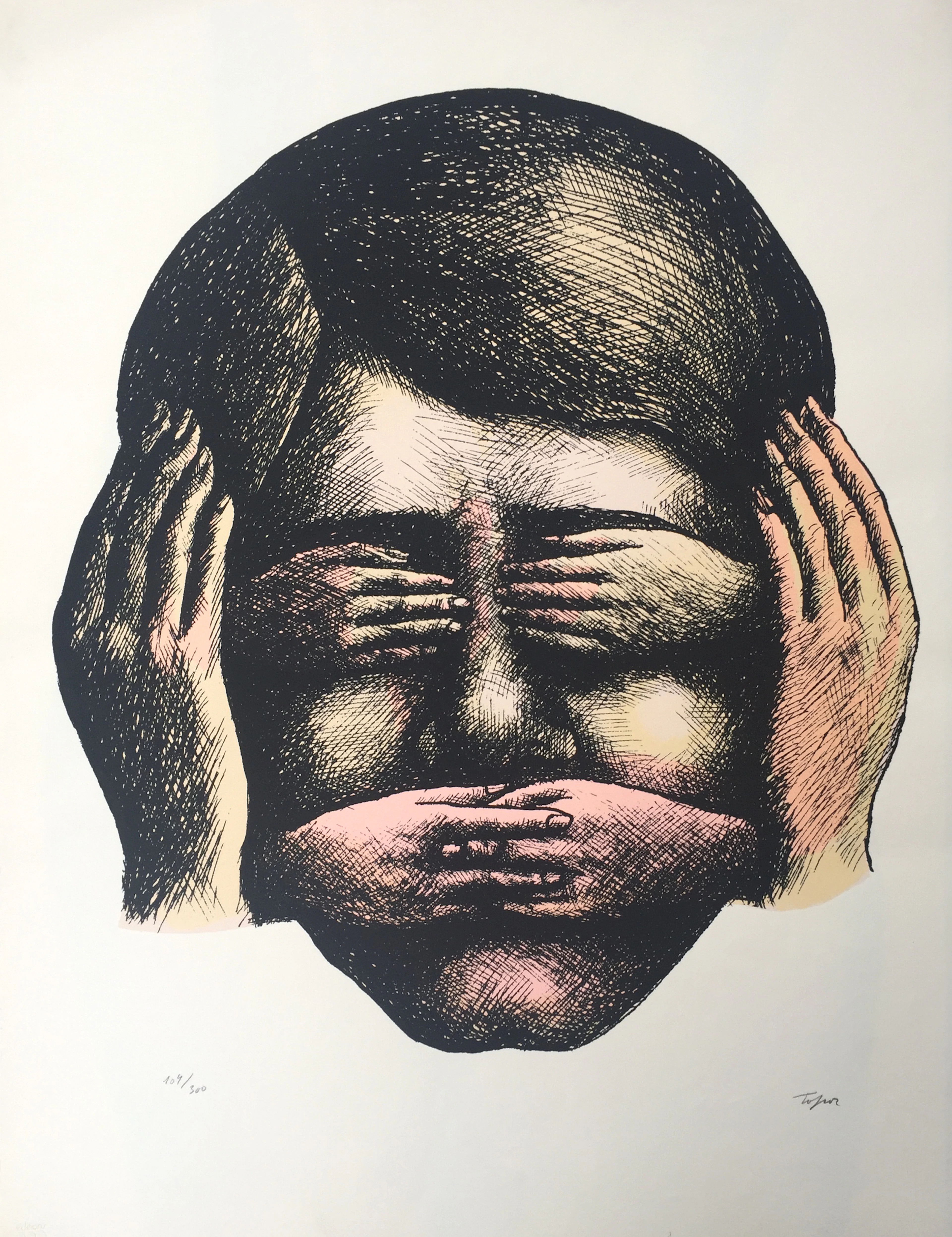Roland TOPOR - Ne pas voir, ne pas.., 1970 - Lithographie signée au crayon
