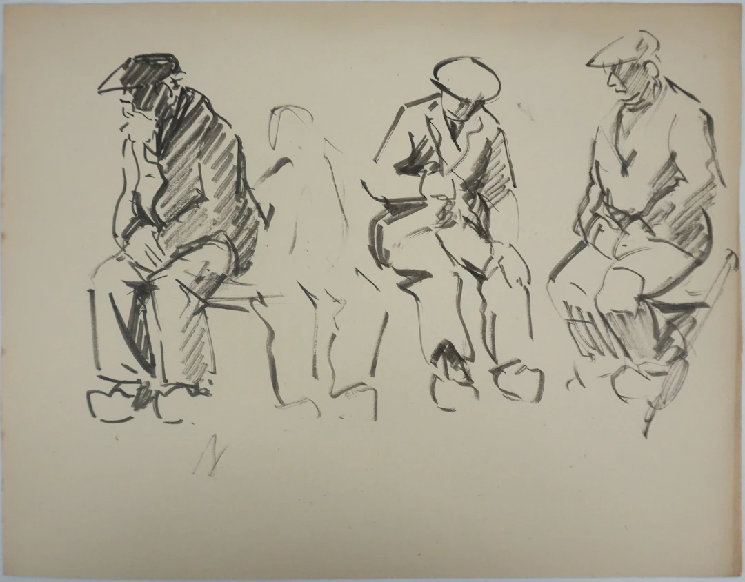 Claude BILS : Sur le chantier, Dessin original signé