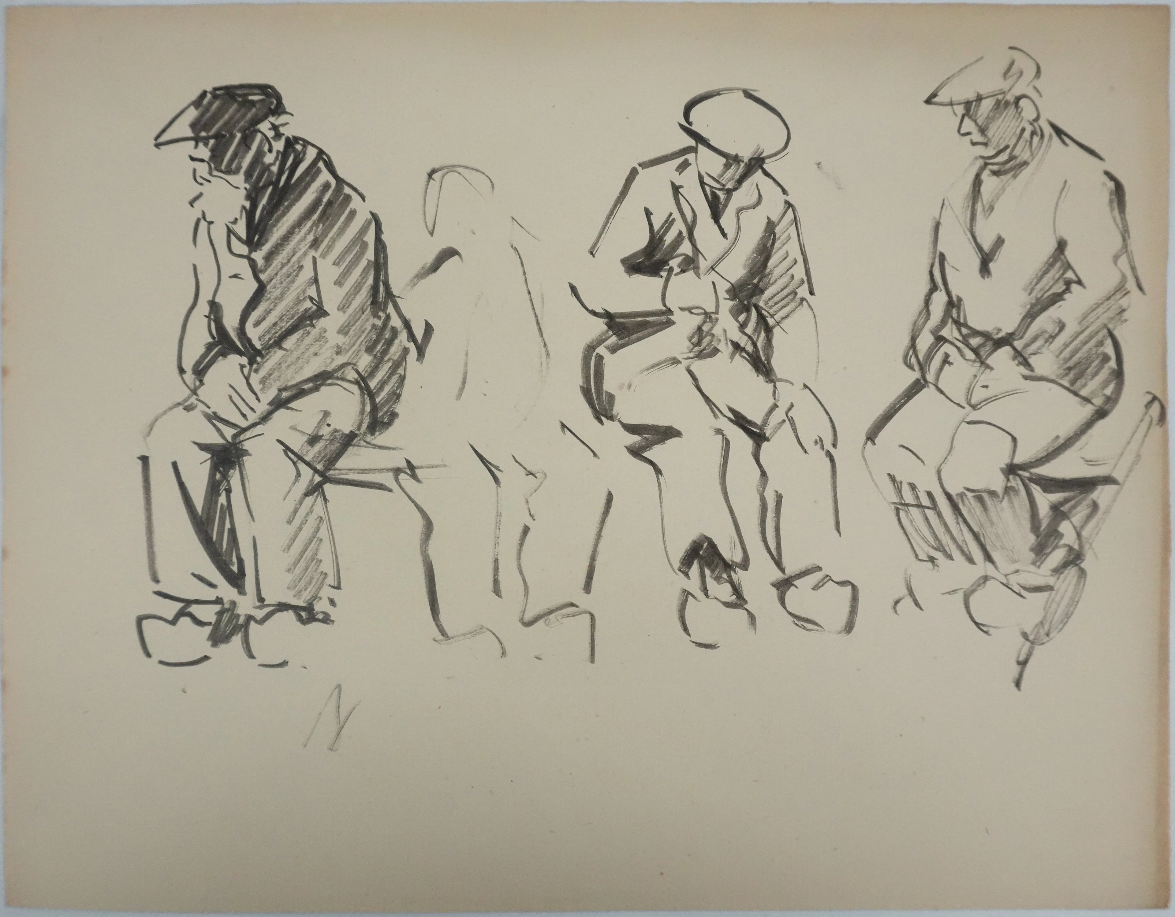 Claude BILS : Sur le chantier, Dessin original signé