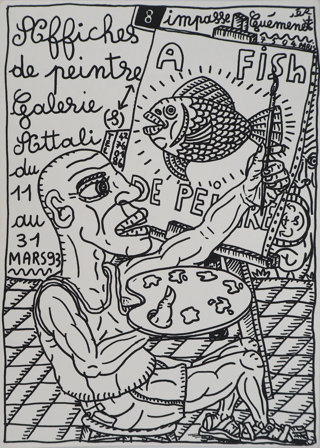 Robert COMBAS : Le peintre et l’A-Fish, Sérigraphie originale signée