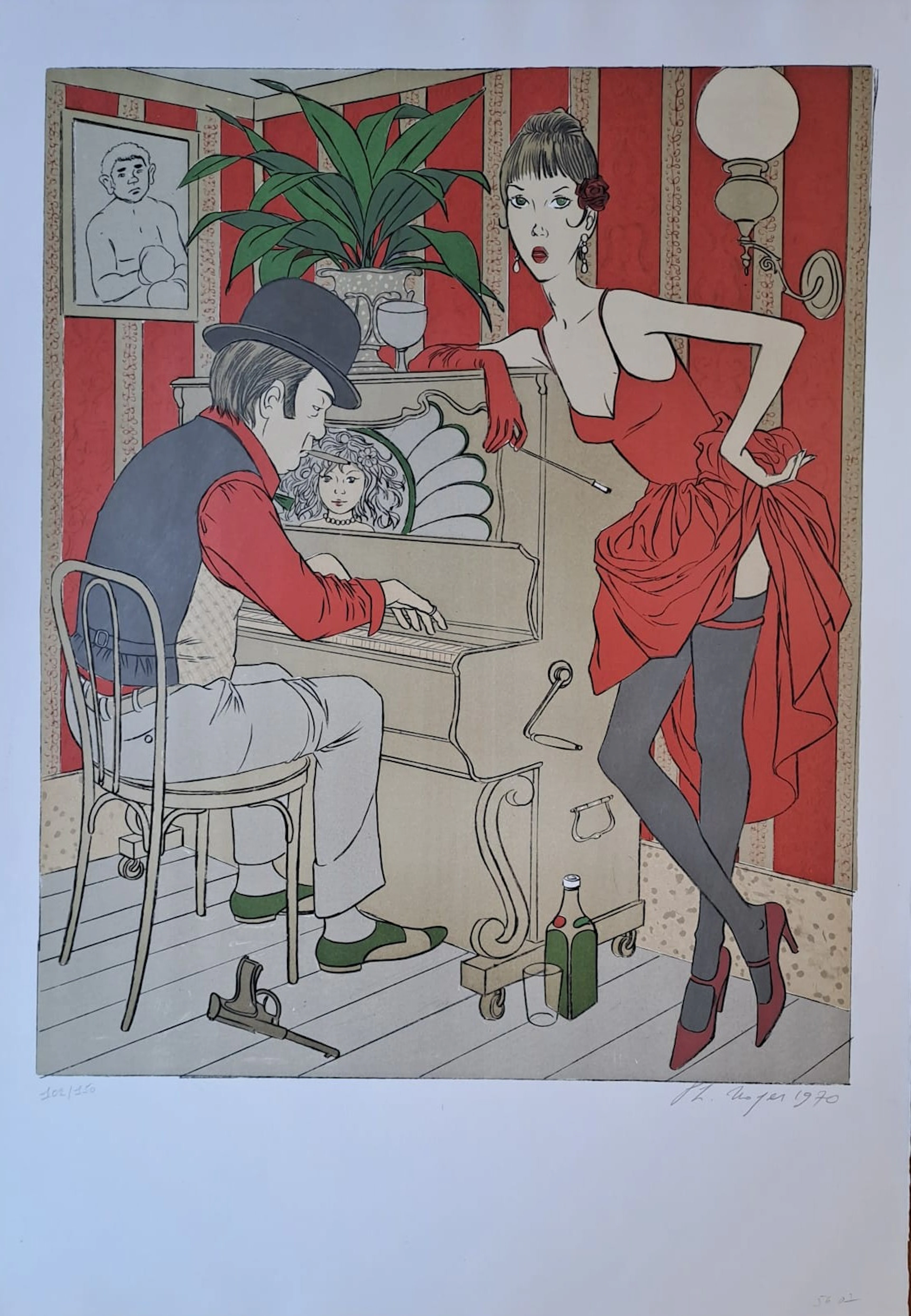 Philippe Henri Noyer - Le pianiste, 1970 - Lithographie originale