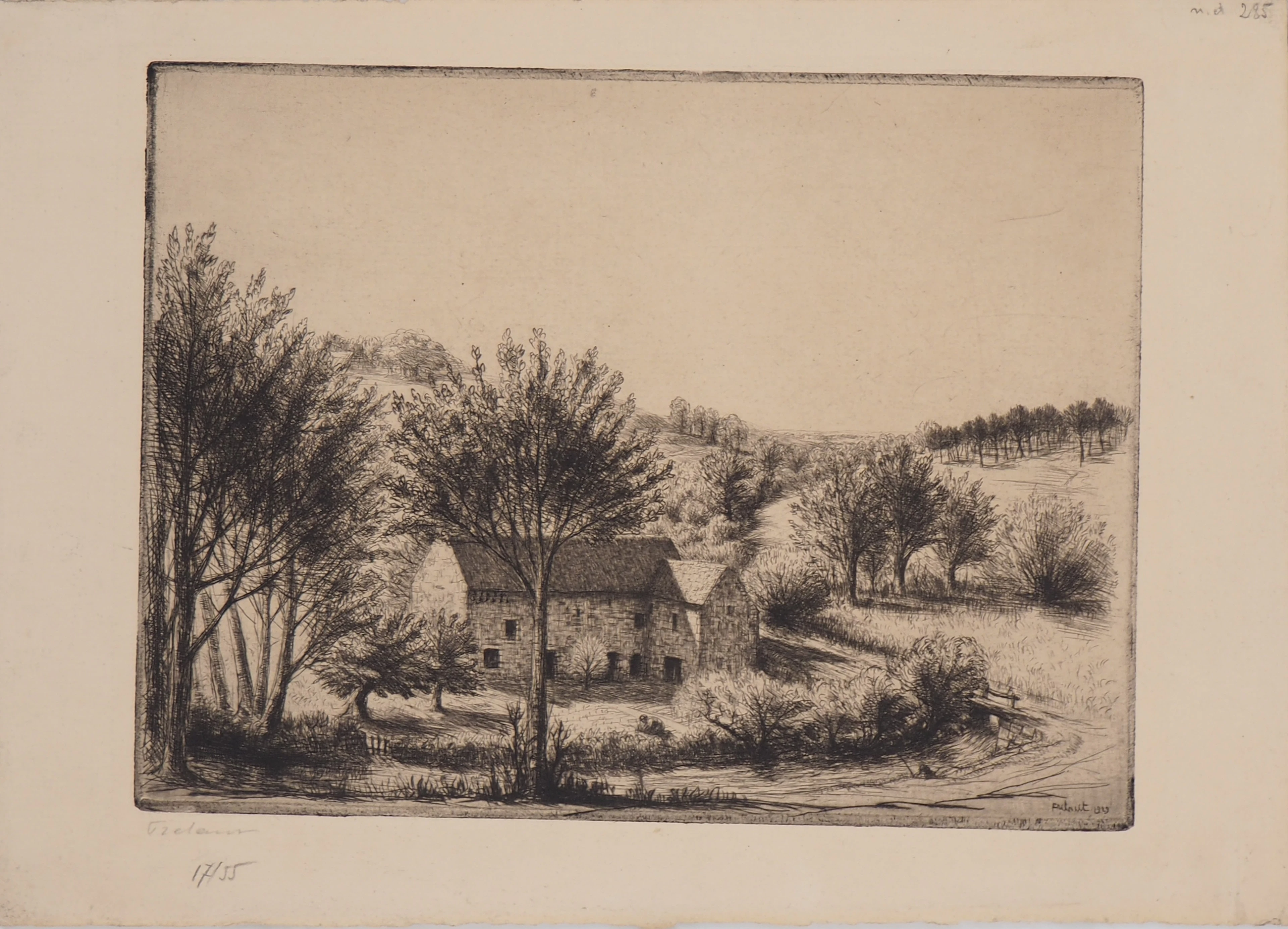 Jean Frélaut - Occitanie : Moulin de Bernard - Gravure originale signée