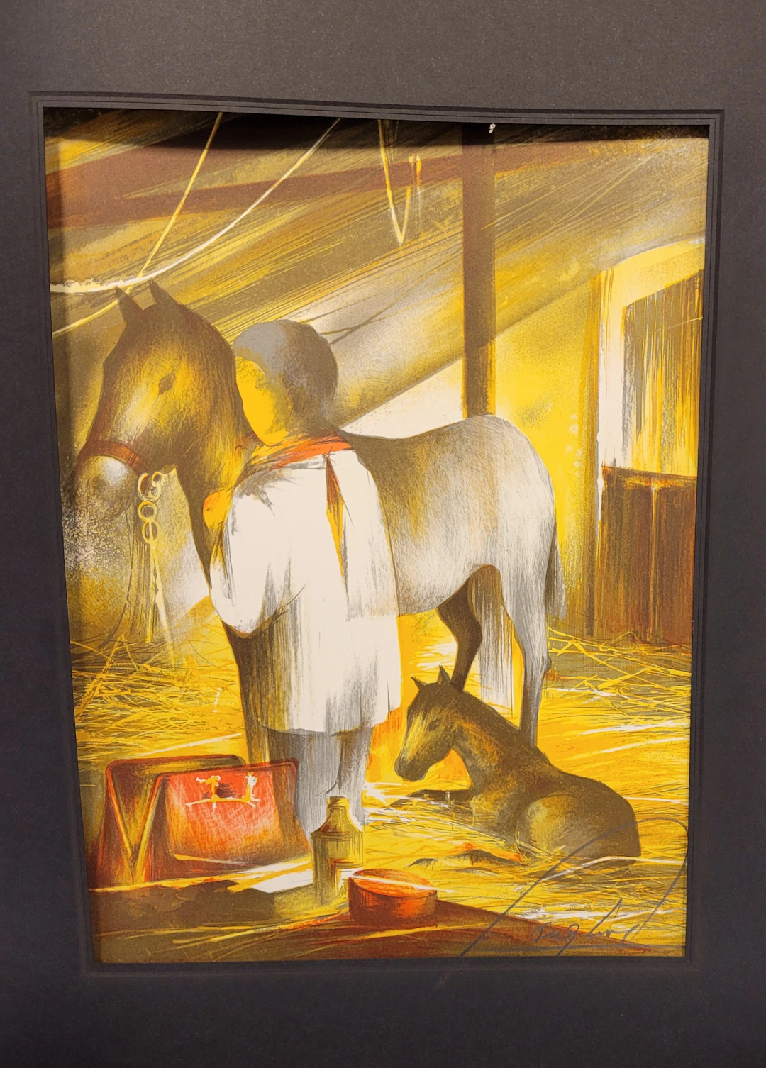 Raymond POULET - Les Vieux métiers : le vétérinaire, 1975 - Lithographie