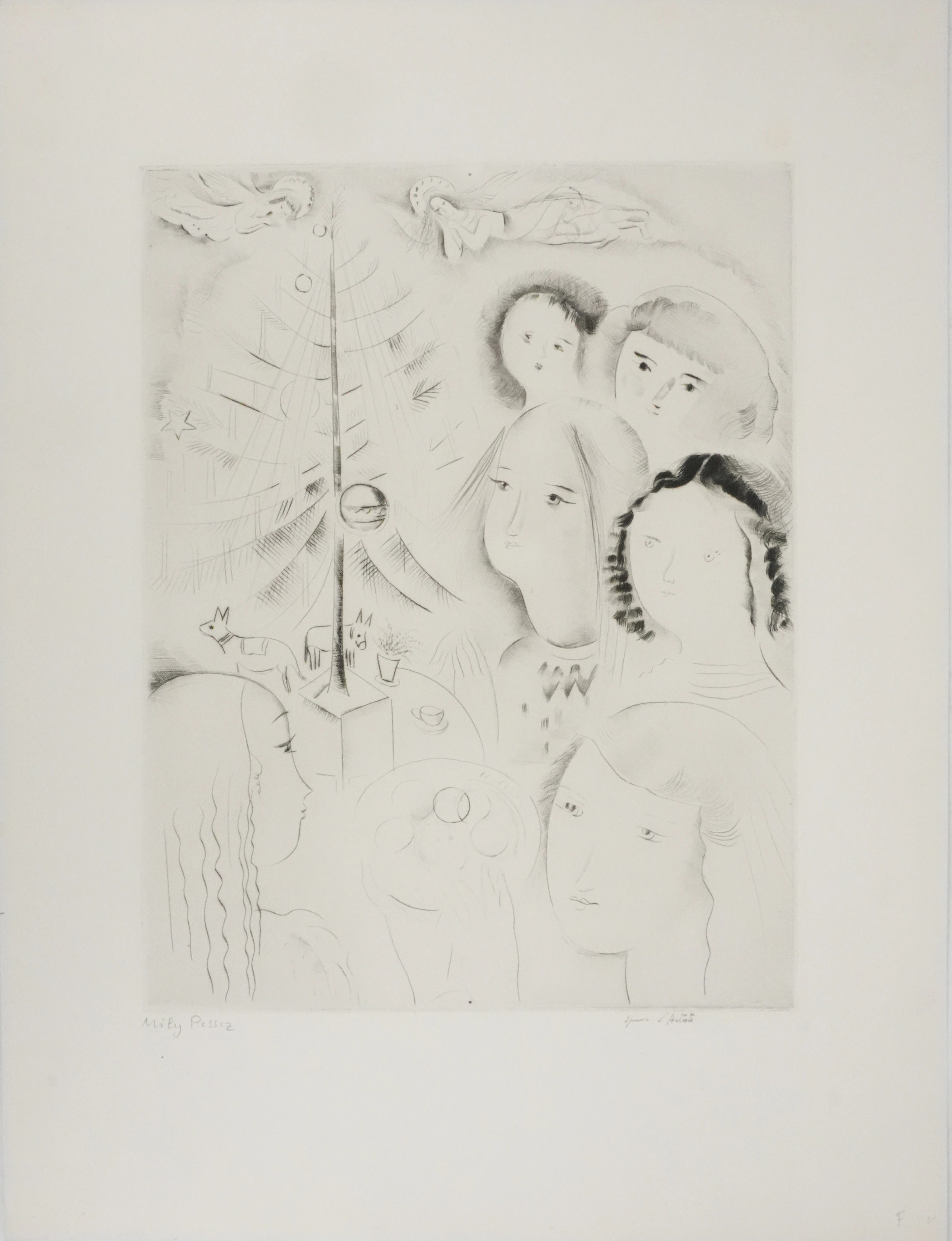 Mily POSSOZ : L'arbre de Noel - Gravure originale signée