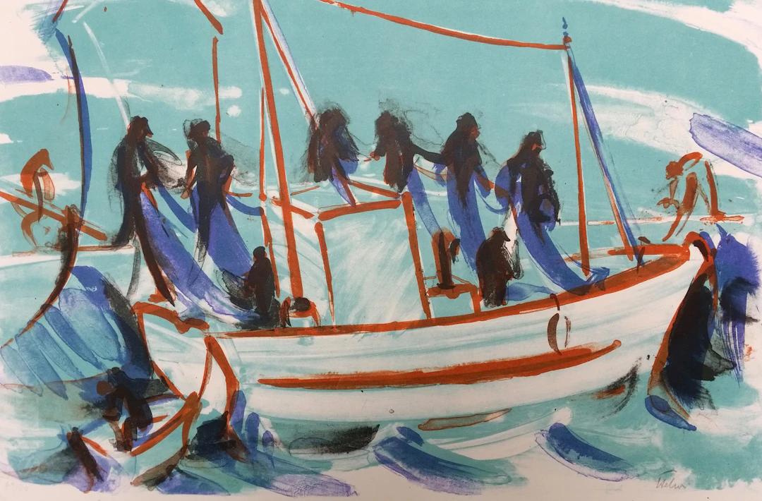 Jean HELION - Le départ du Navire, 1965, Lithographie signée