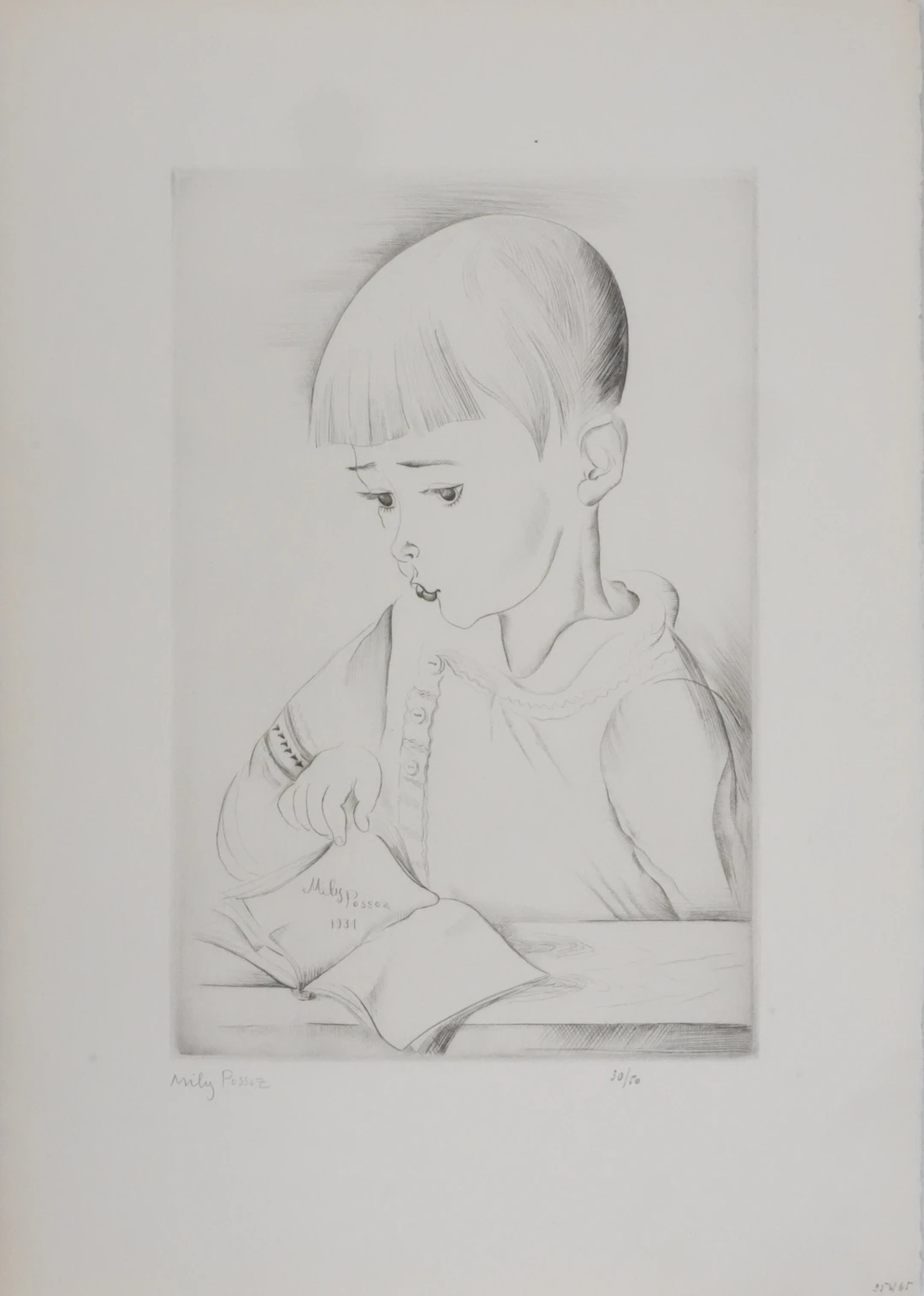 Mily POSSOZ : Le garçonnet - Gravure originale signée