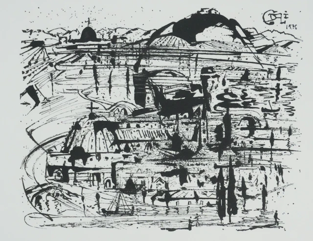 Salvador Dali : Ville surréaliste, Gravure originale signée