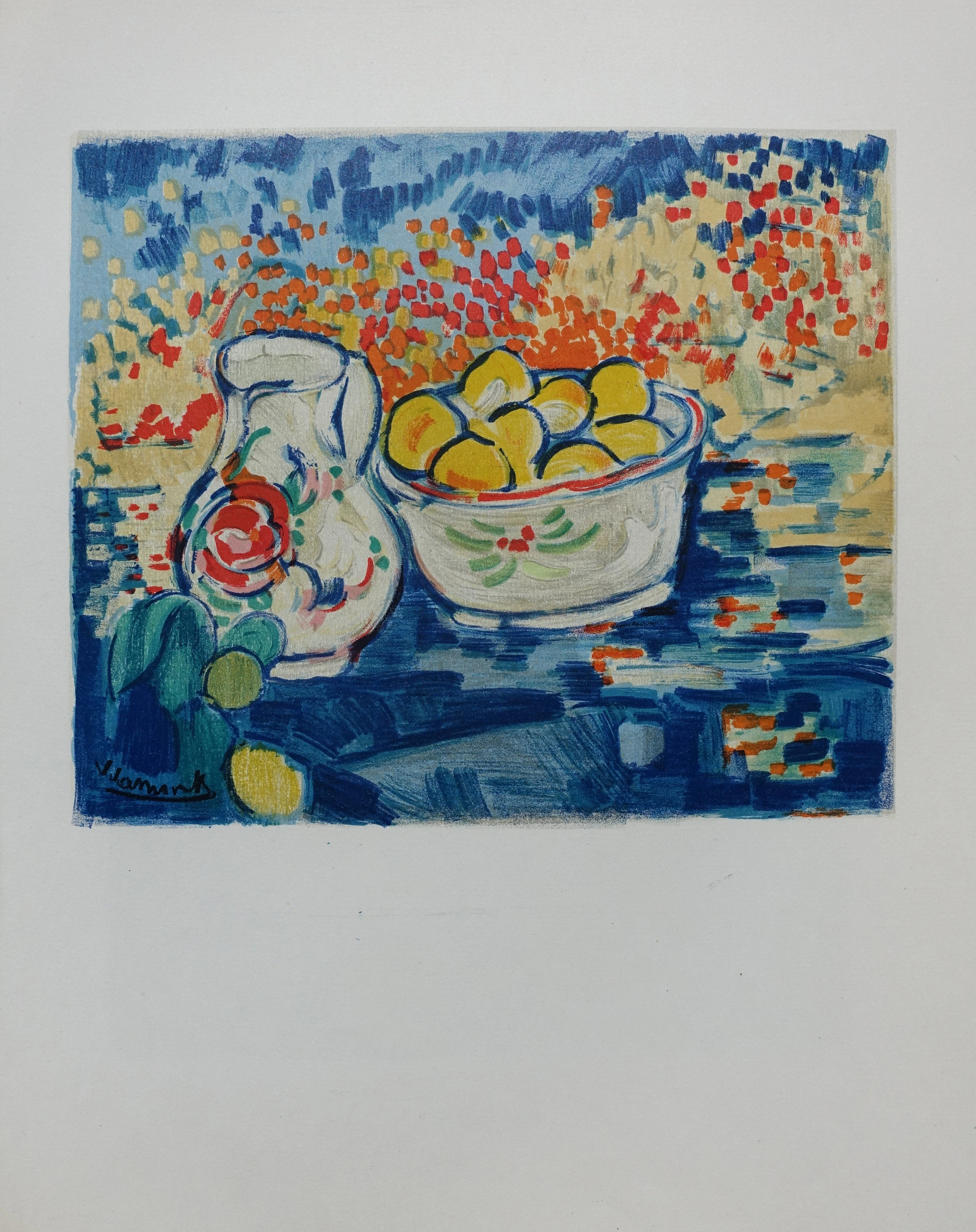 Maurice DE VLAMINCK : nature morte aux fruits, Lithographie signée