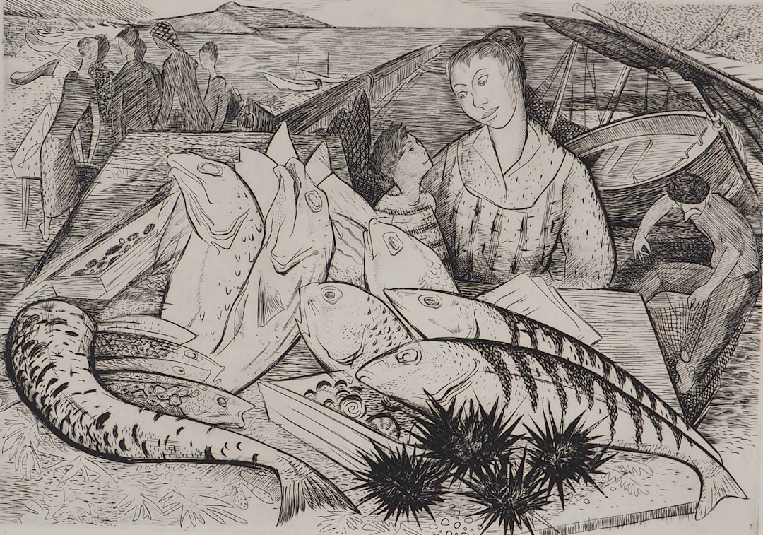 Robert TRAUT - Bretagne, Retour de pèche - Gravure originale signée