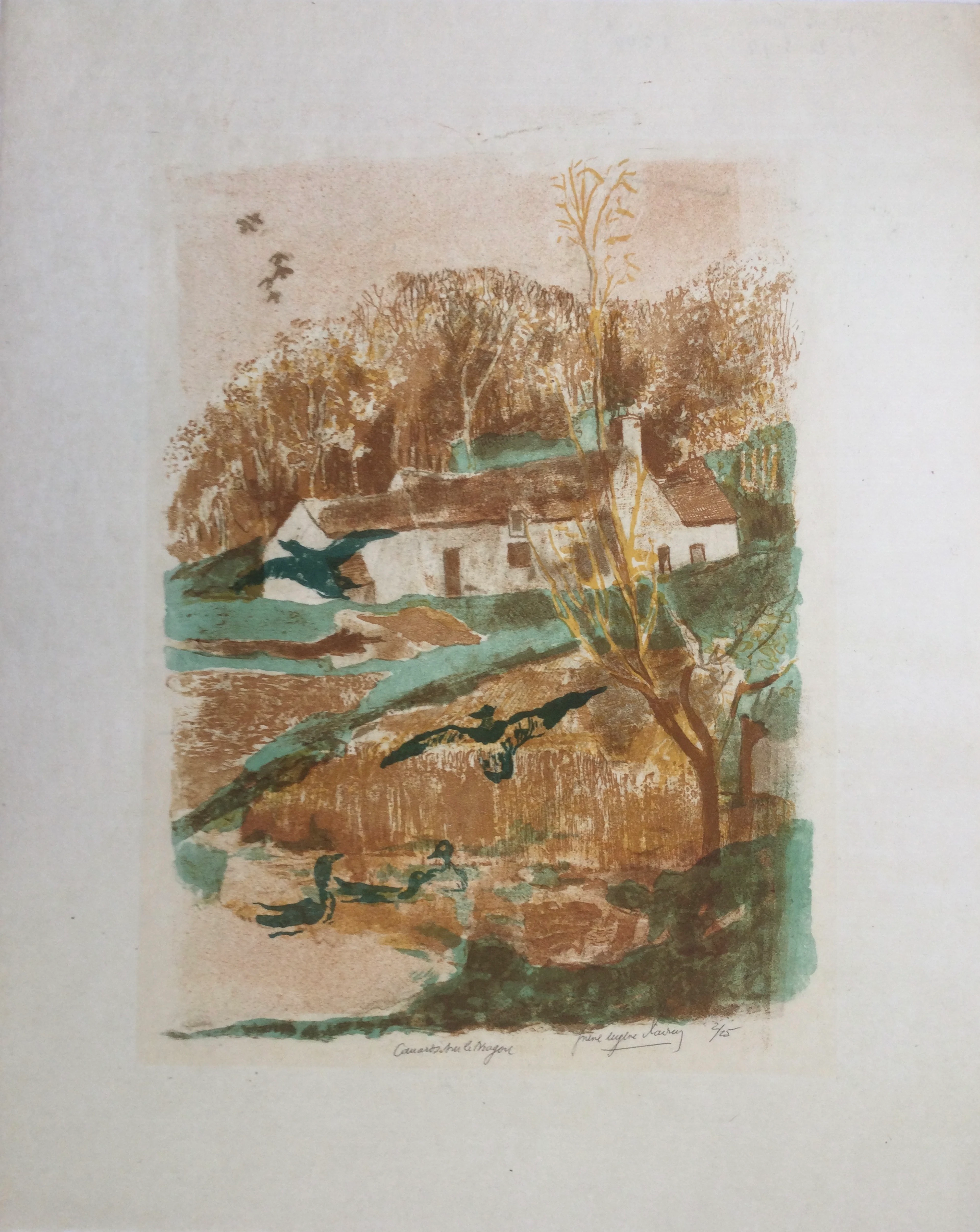 Pierre-Eugène CLAIRIN - Les canards sur le Dragon - Lithographoe originale