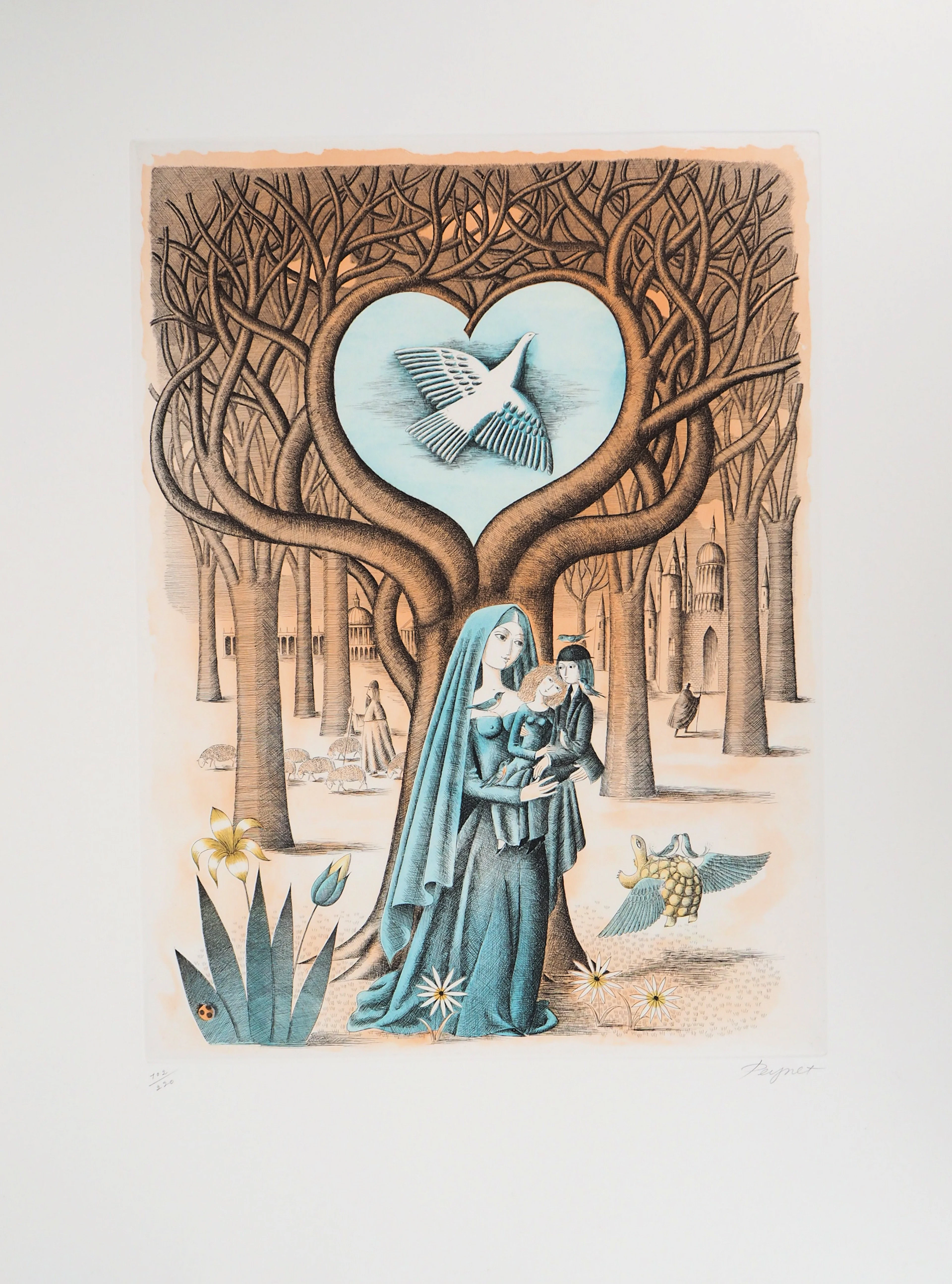 Raymond PEYNET : Signe du zodiaque, Vierge- Gravure originale signée
