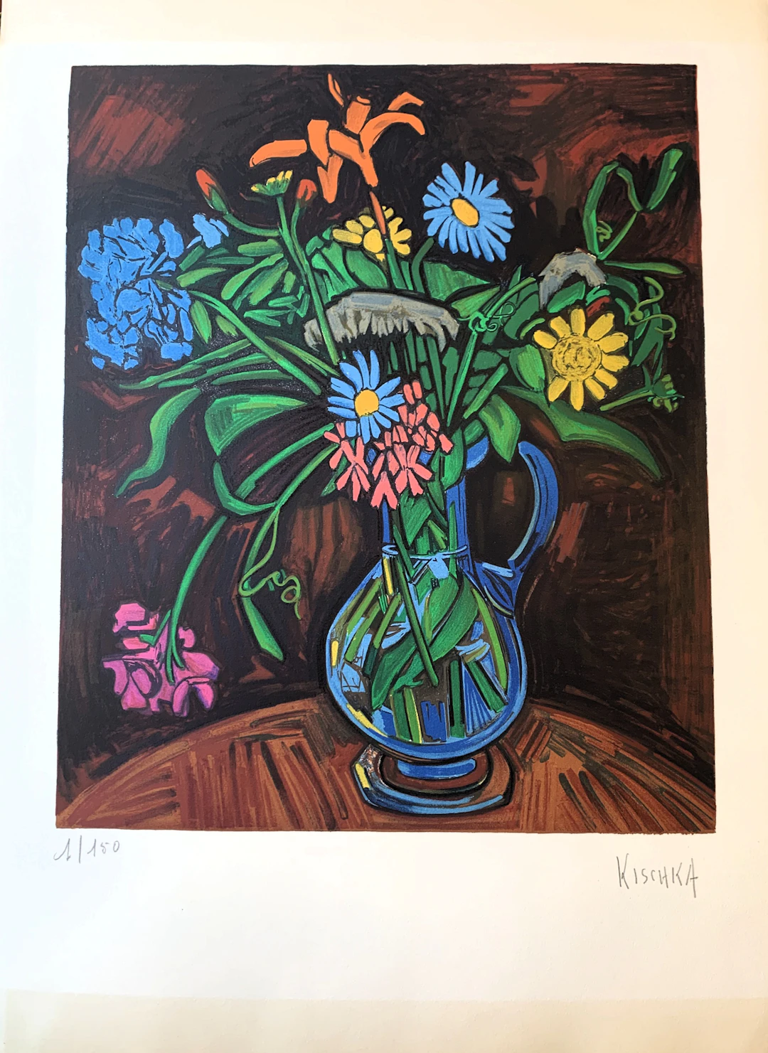 Isis KISHKA - Bouquet de fleurs, lithographie - signée numerotée