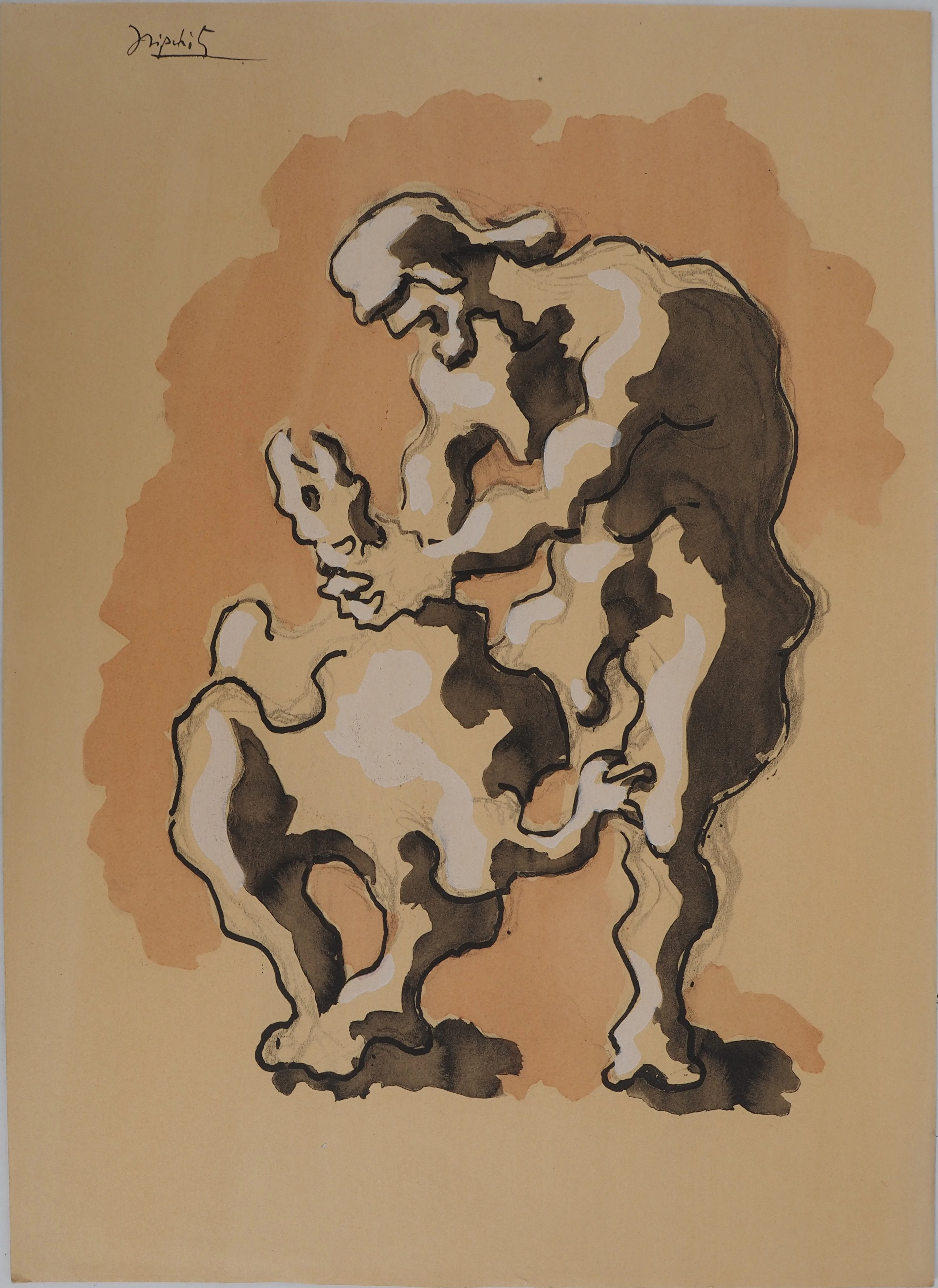 Jacques LIPCHITZ : Le supplice, Lithographie originale, Signée
