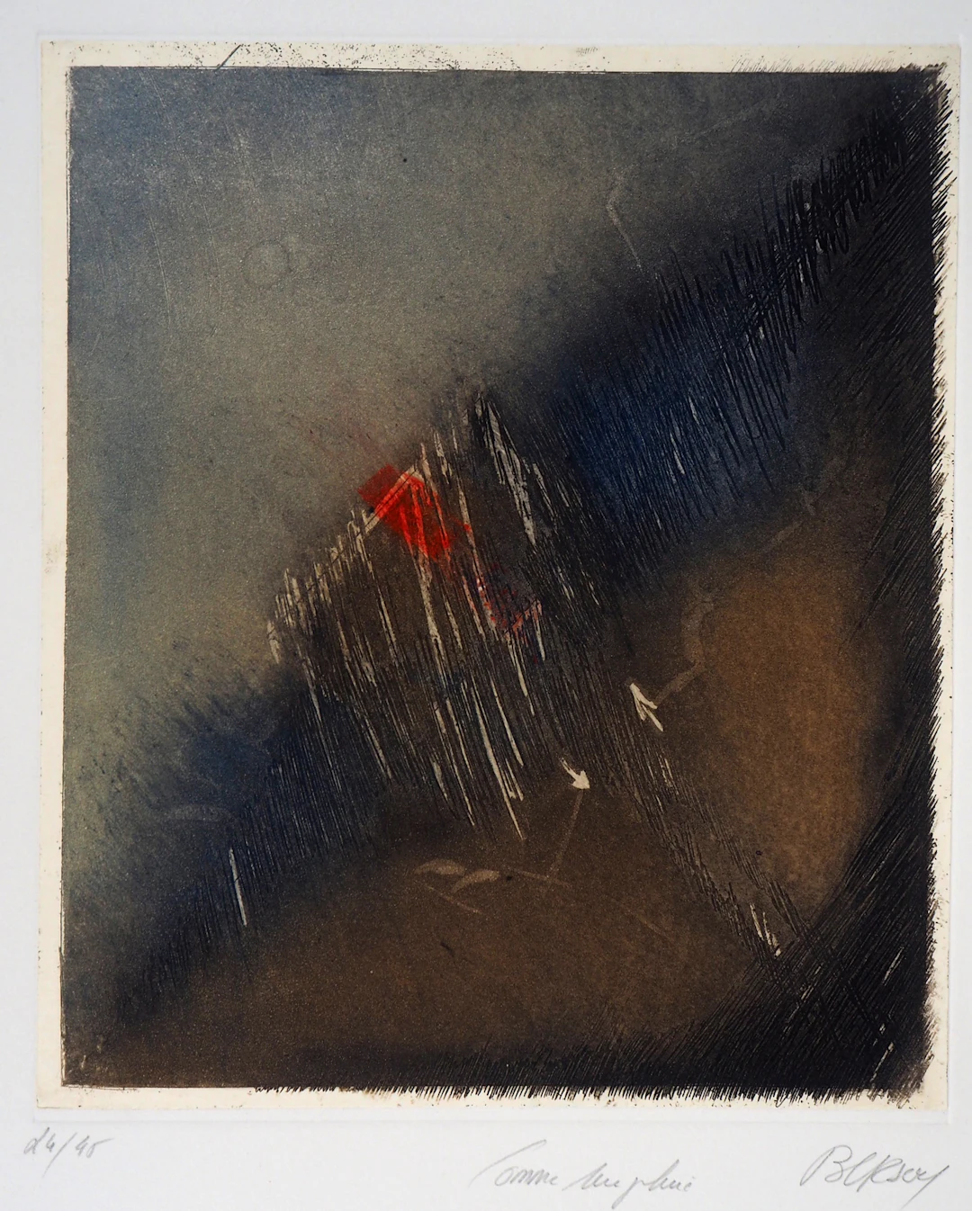 Erik BERSOU : Comme une pluie - Gravure Originale Signée