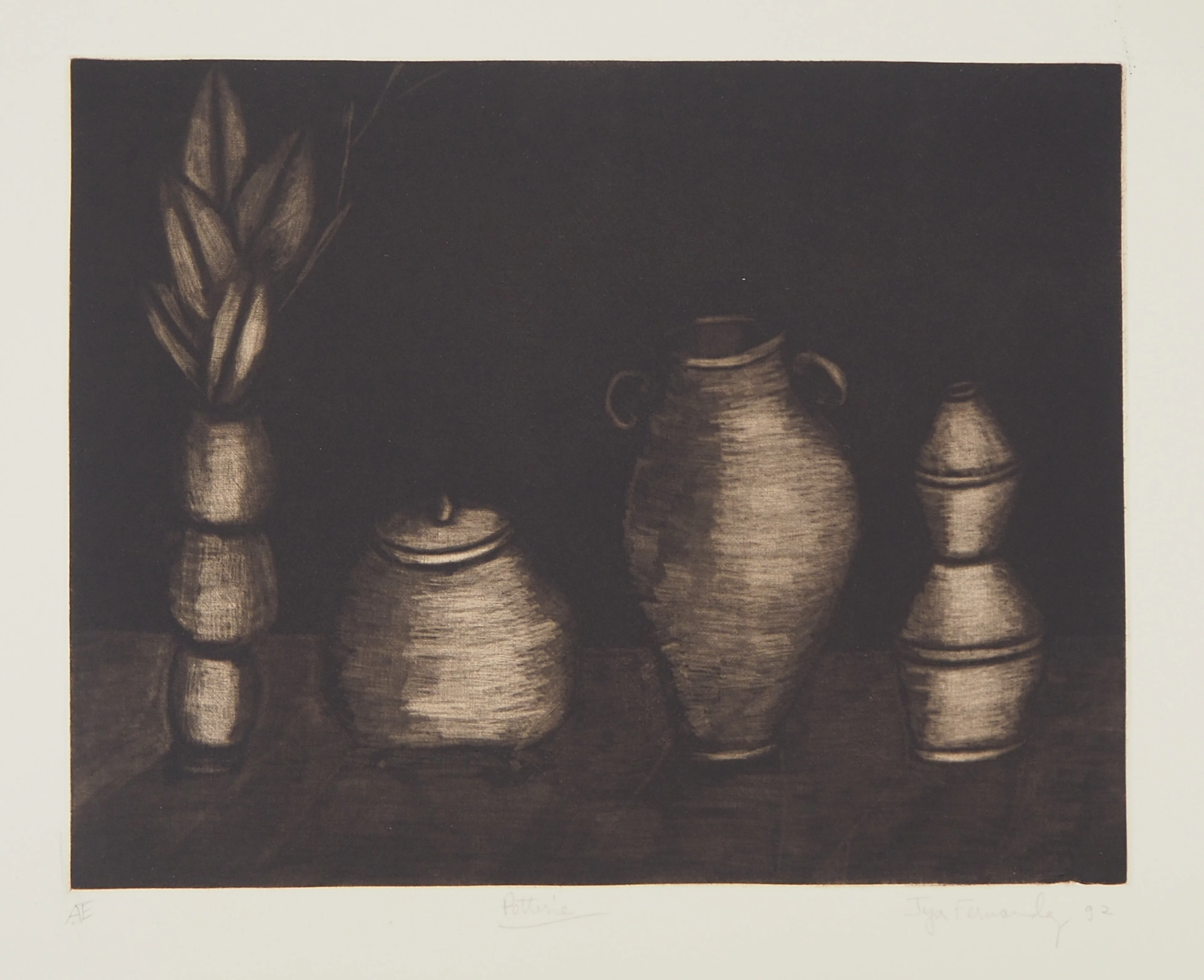 Iya FERNANDEZ : Potterie, 1992 - Gravure originale signée au crayon