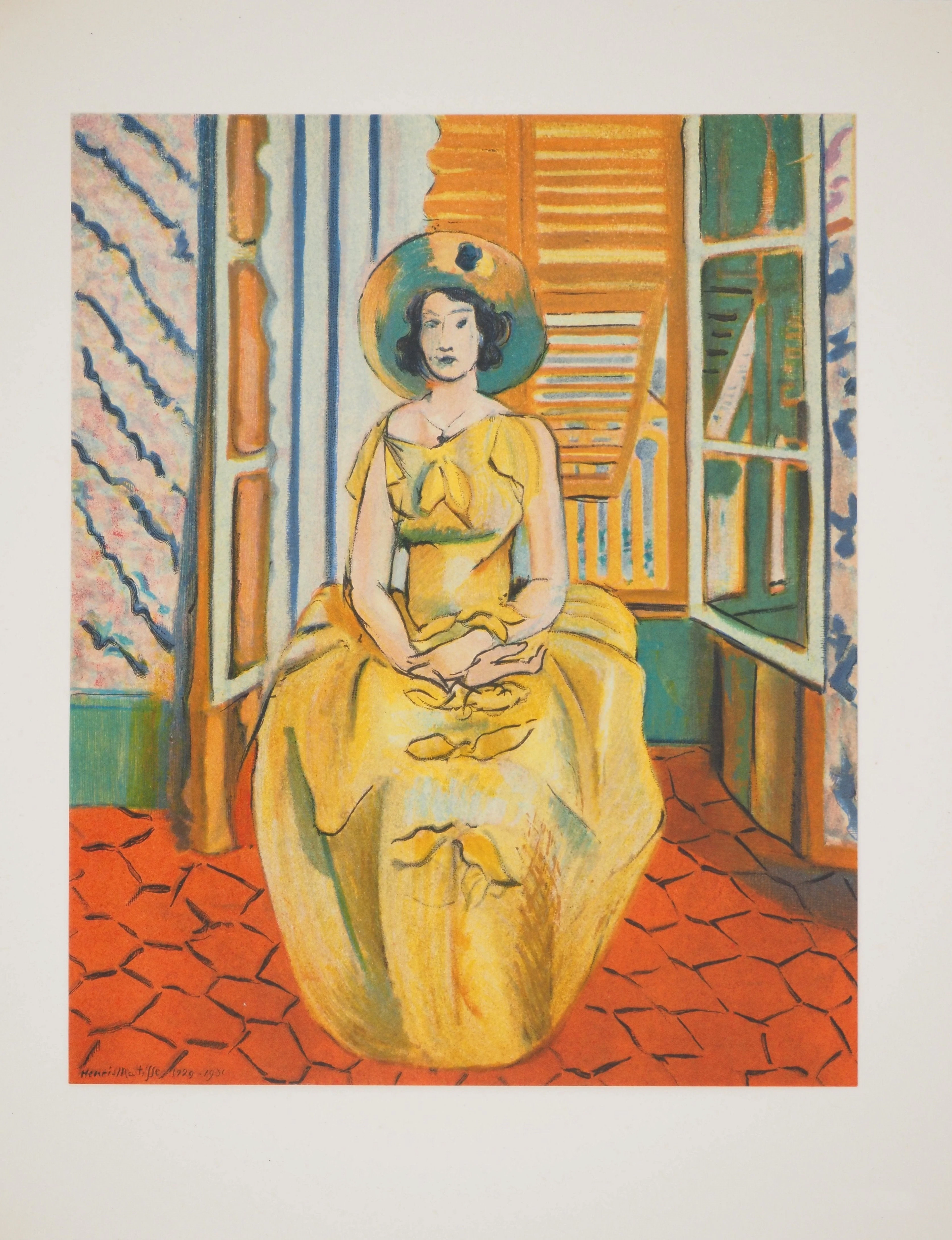Henri MATISSE : Jeune fille à la robe tilleul, Lithographie signée