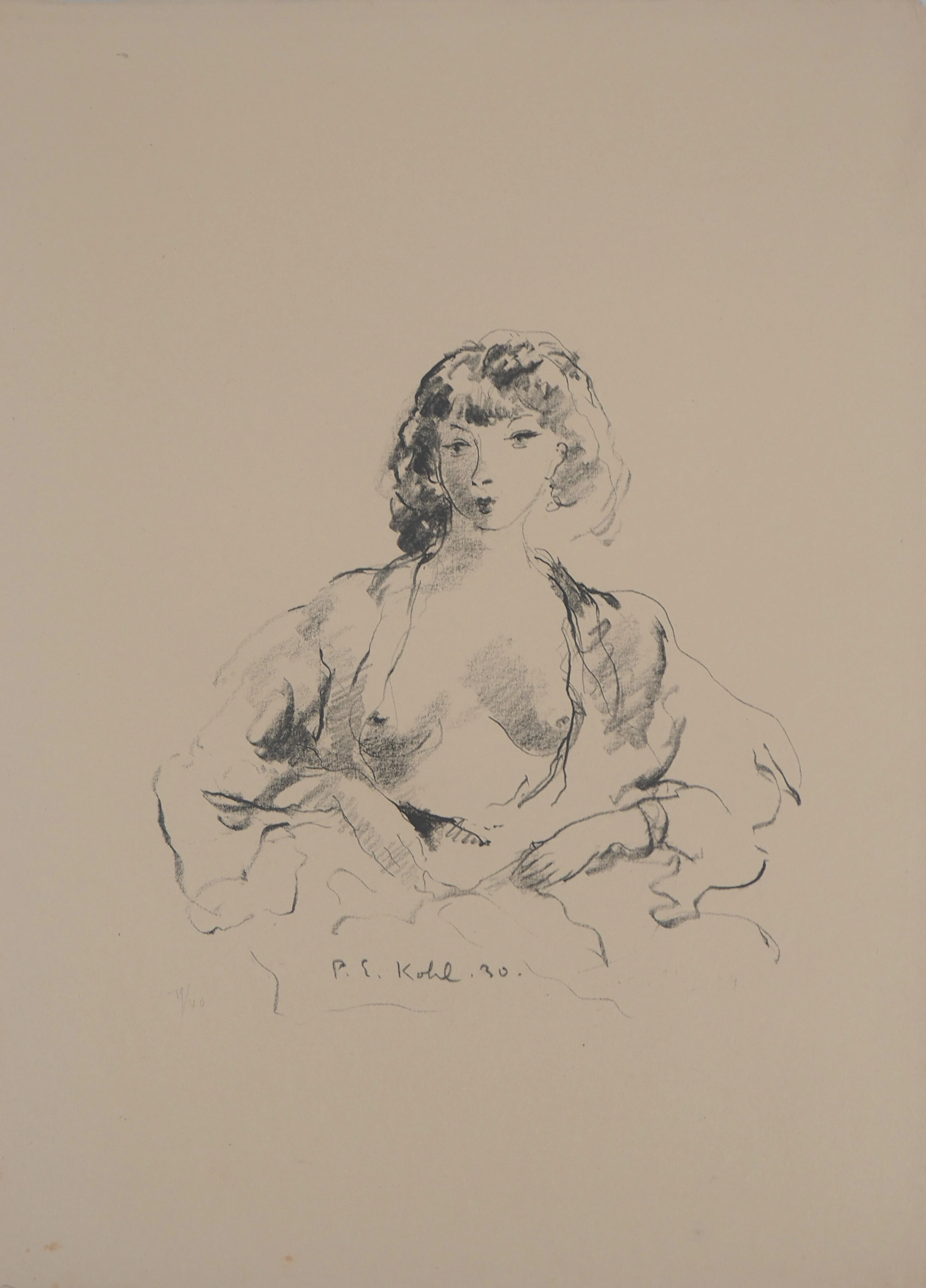 Pierre-Ernest KOHL - Femme se rhabillant - Lithographie originale signée