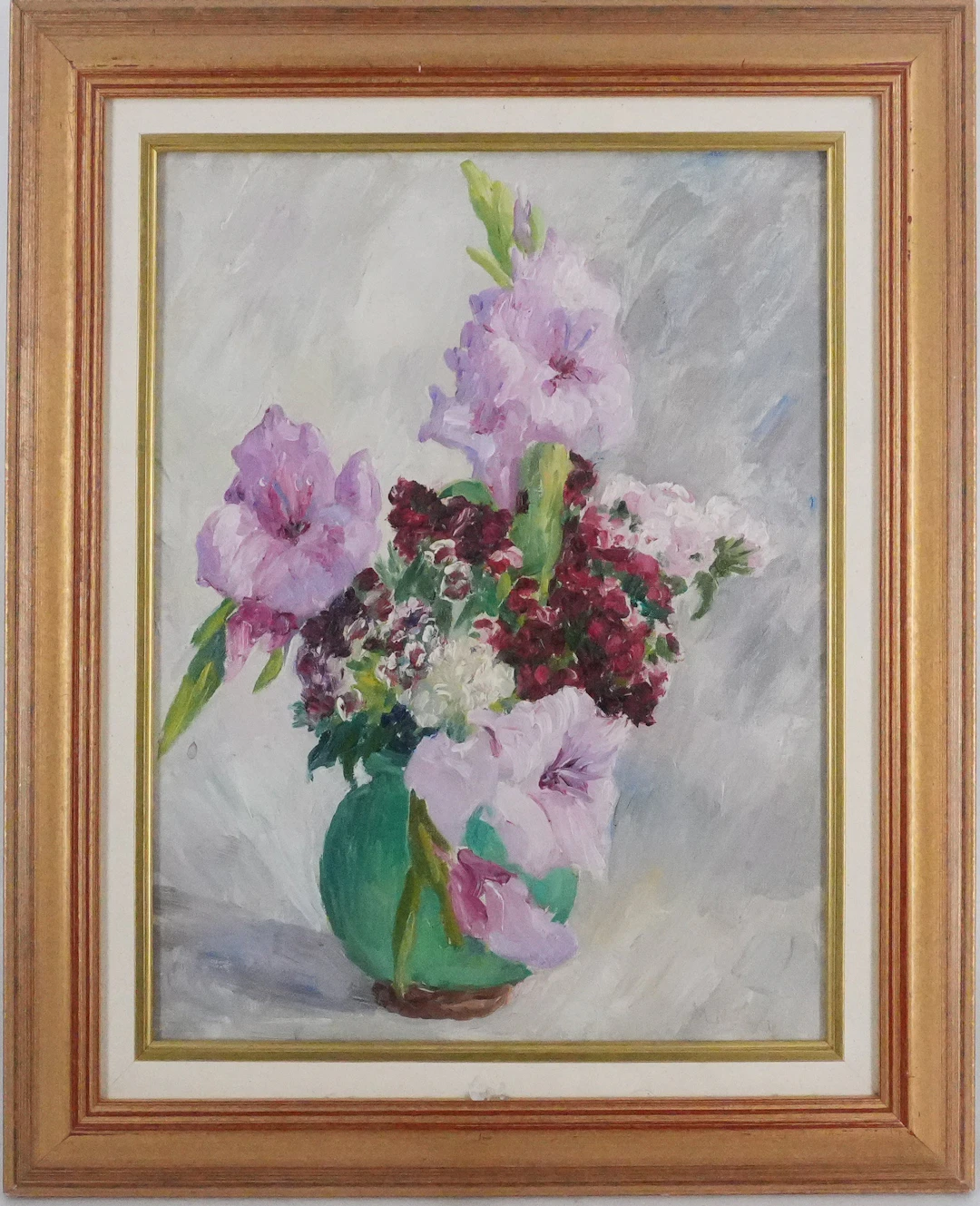 ECOLE XXème - Le bouquet de glaïeul, Huile sur toile signée