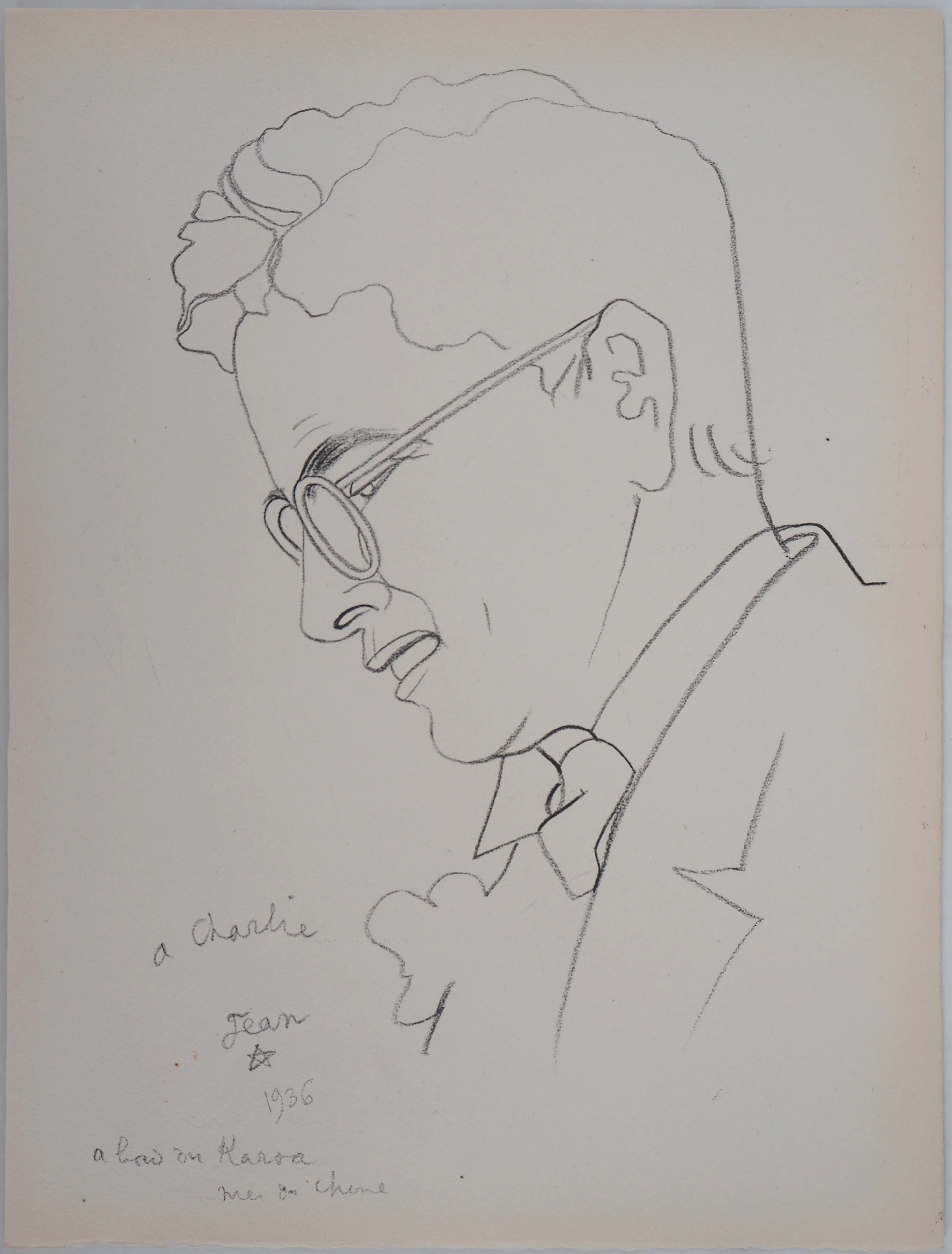 Jean COCTEAU (d’après) : Portrait de Charlie Chaplin - Lithographie signée