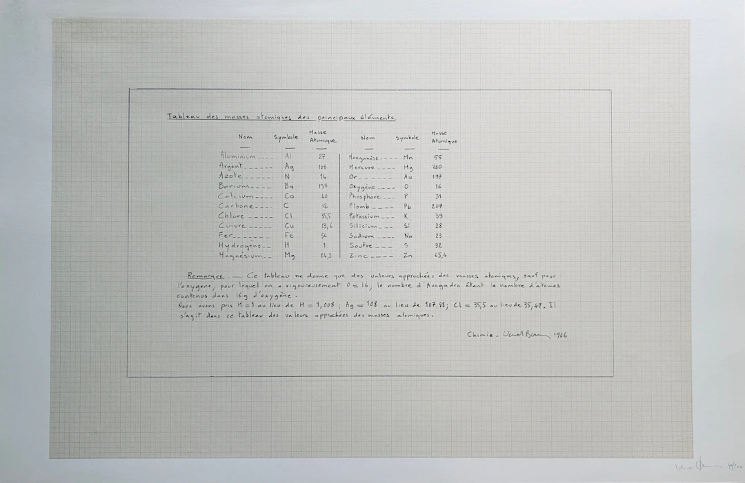 Bernar VENET - Tableau des masses atomiques des principaux éléments