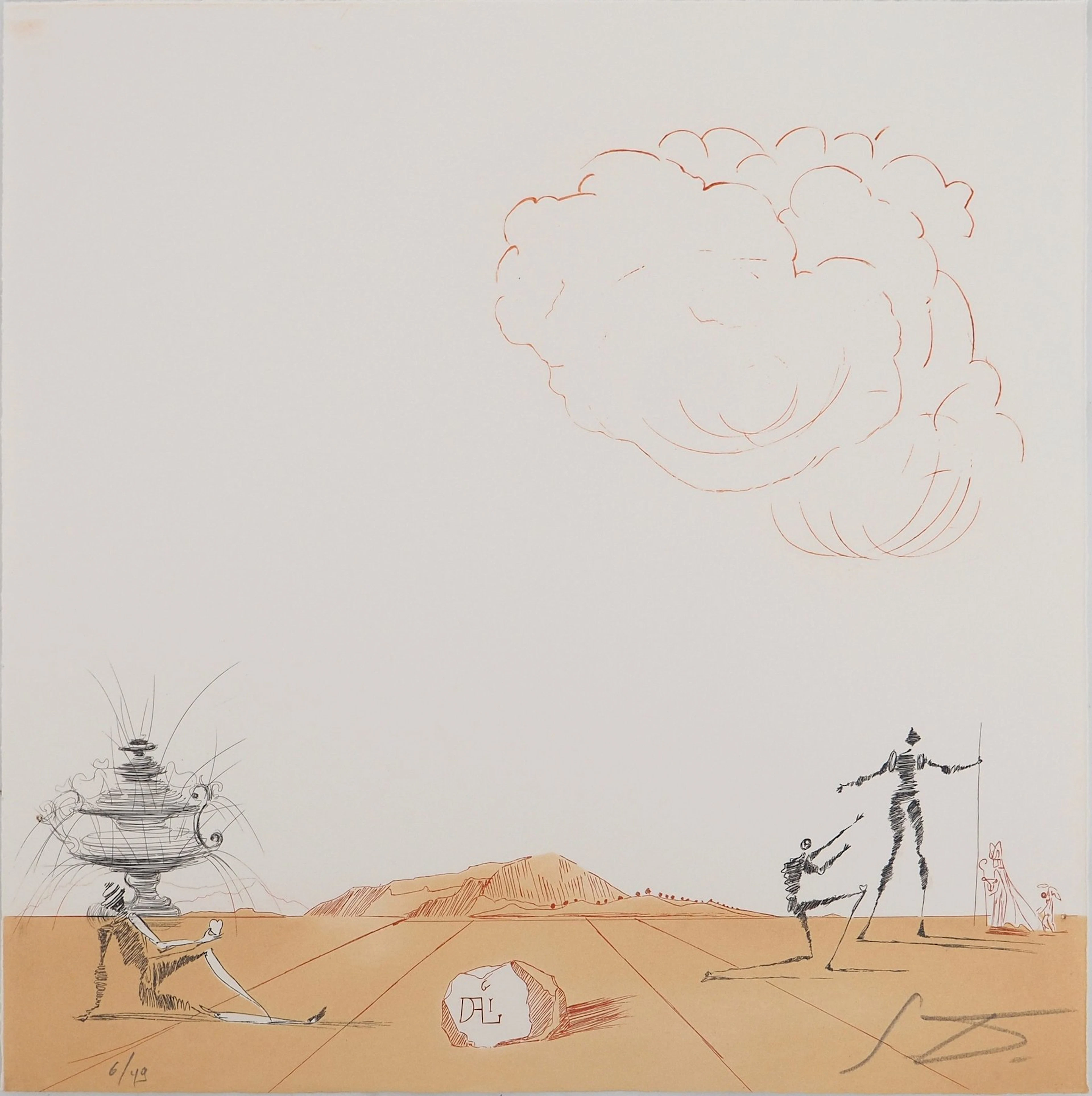 Salvador DALI : Paysage ibérique : Amour, Gravure originale signée