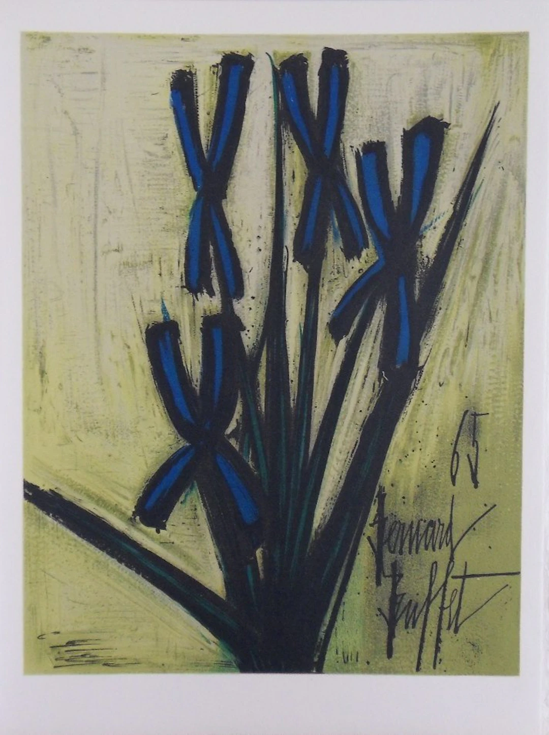 Bernard BUFFET : Les Iris, Lithographie originale Signée