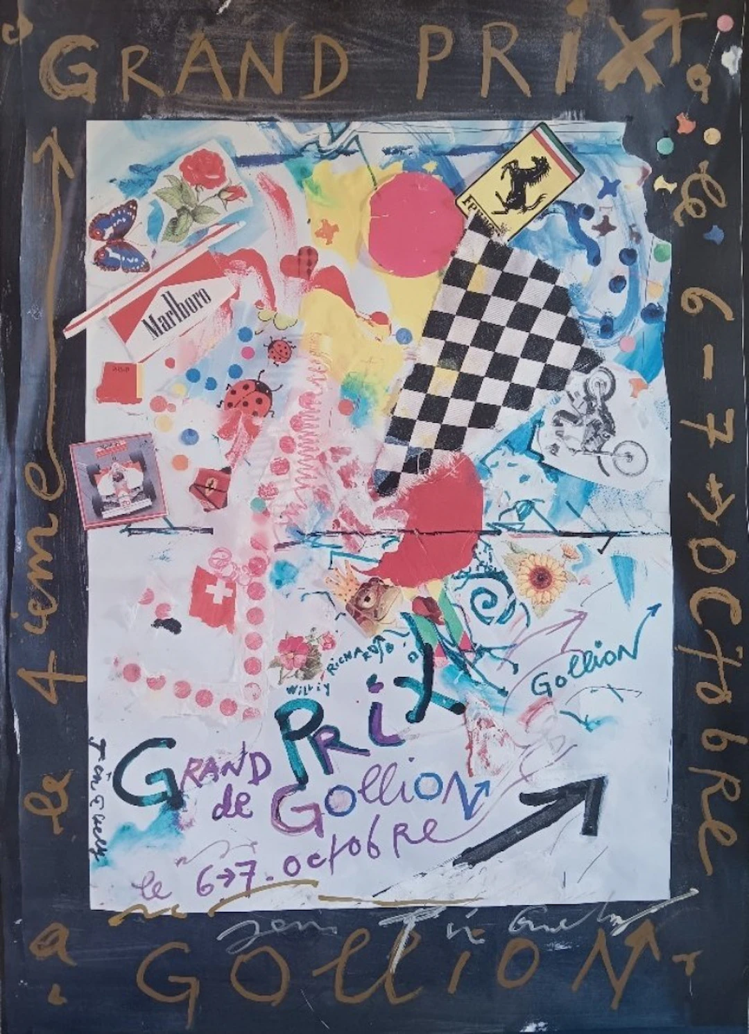 Jean Tinguely - Affiche originale Grand Prix de Gollion 1990 - Signé